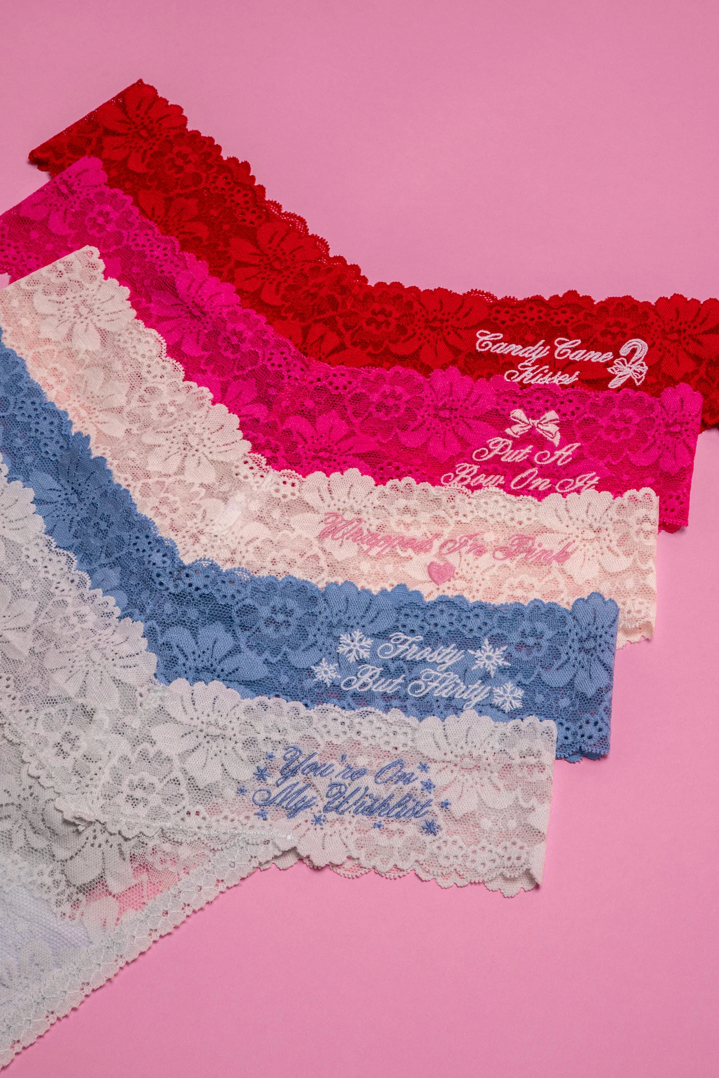 PINK x LoveShackFancy Wink Lace Thong Panties - Pack of 5 - Image 2