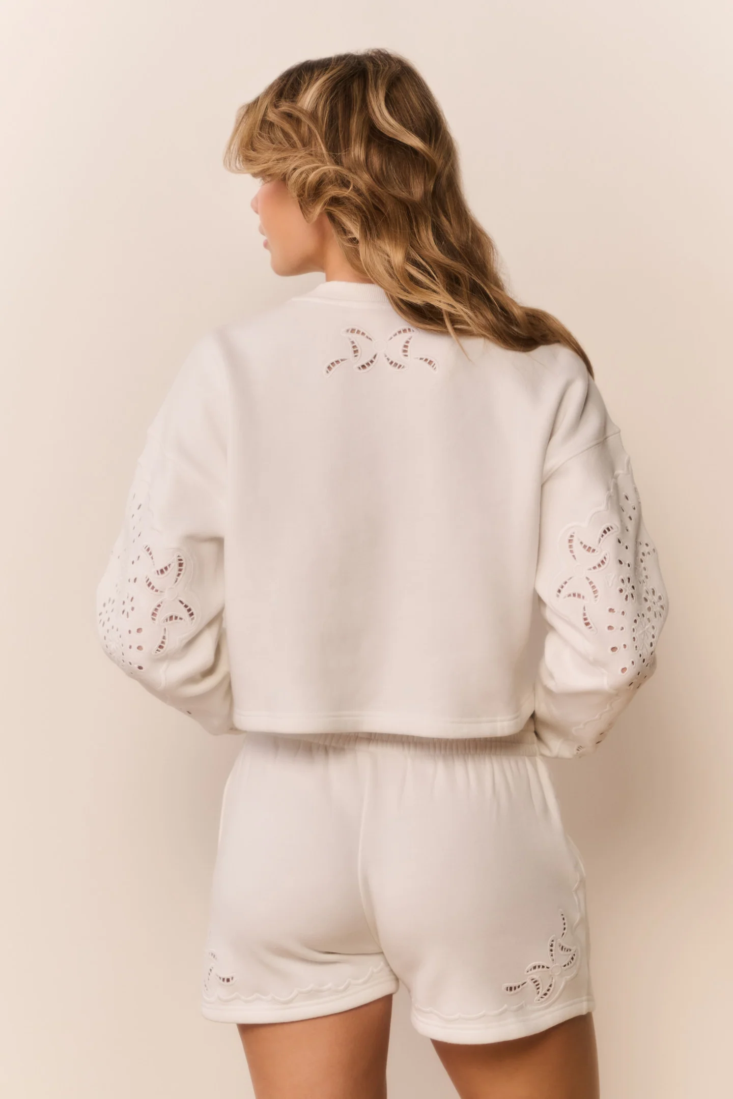 Abrah Bandana Eyelet Fleece Shorts - Image 4