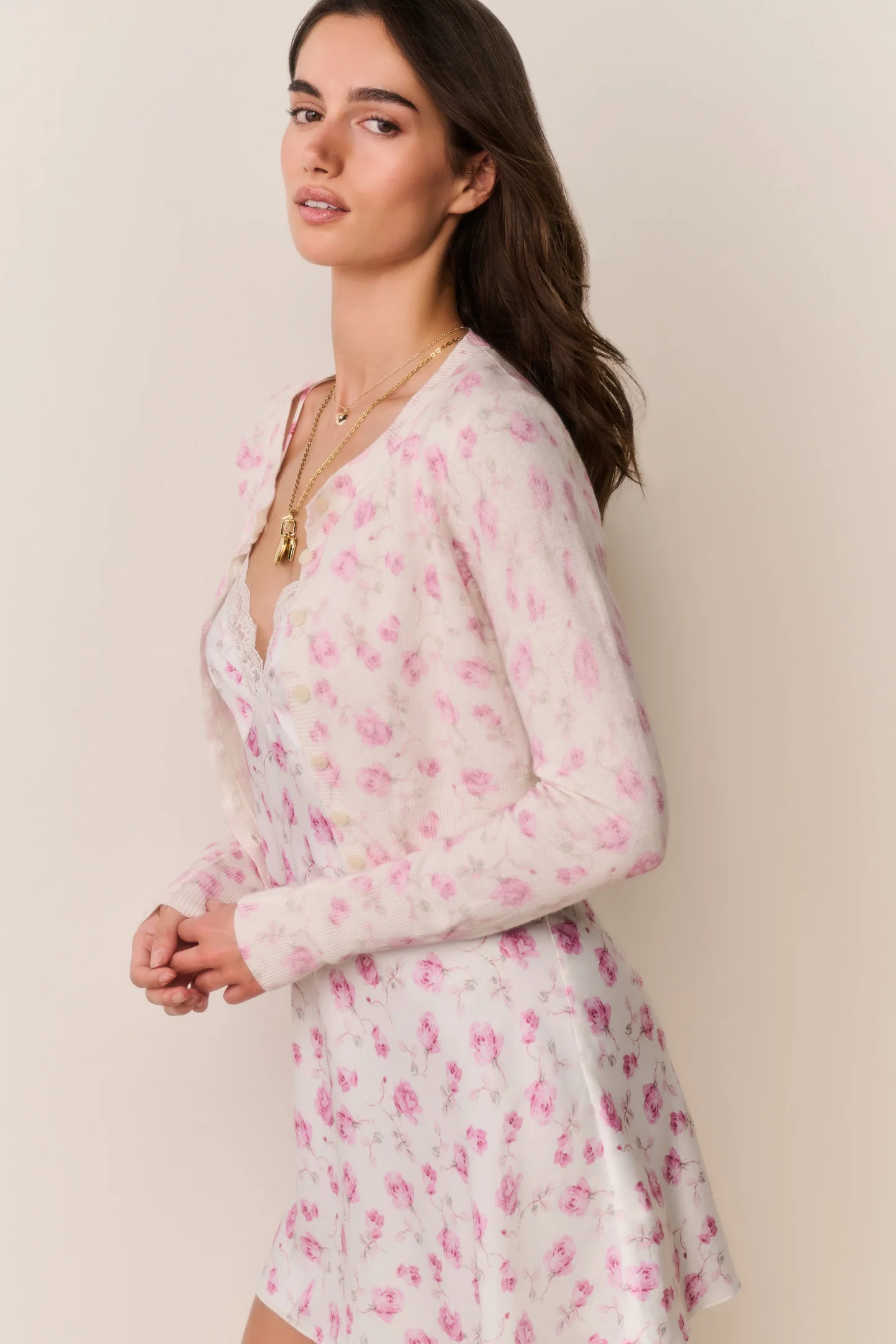 Adeanne Heirloom Print Cotton Cardigan - STERLING DUSK - Image 5