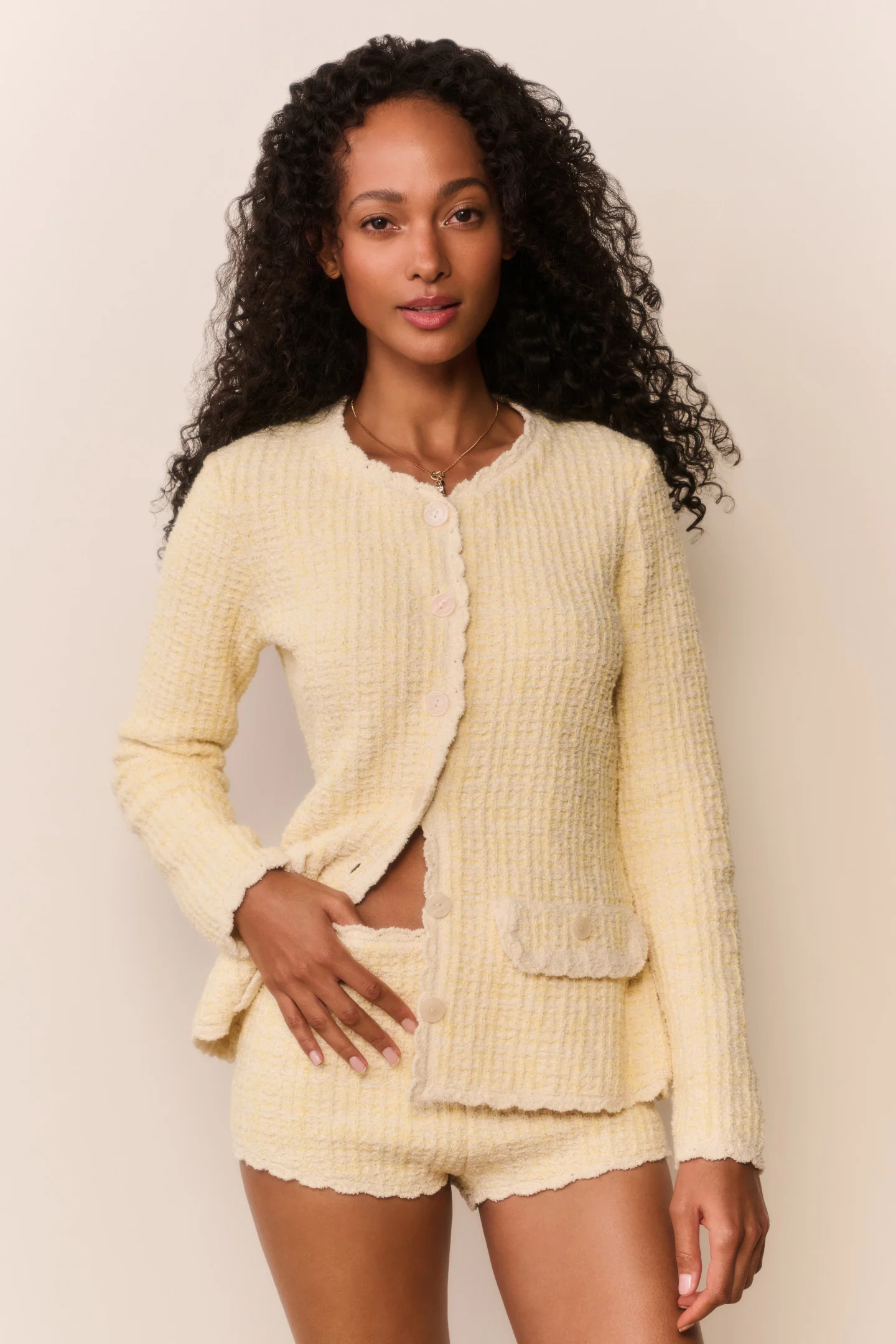 Atlanta Knit Tweed Mini Shorts - Image 2