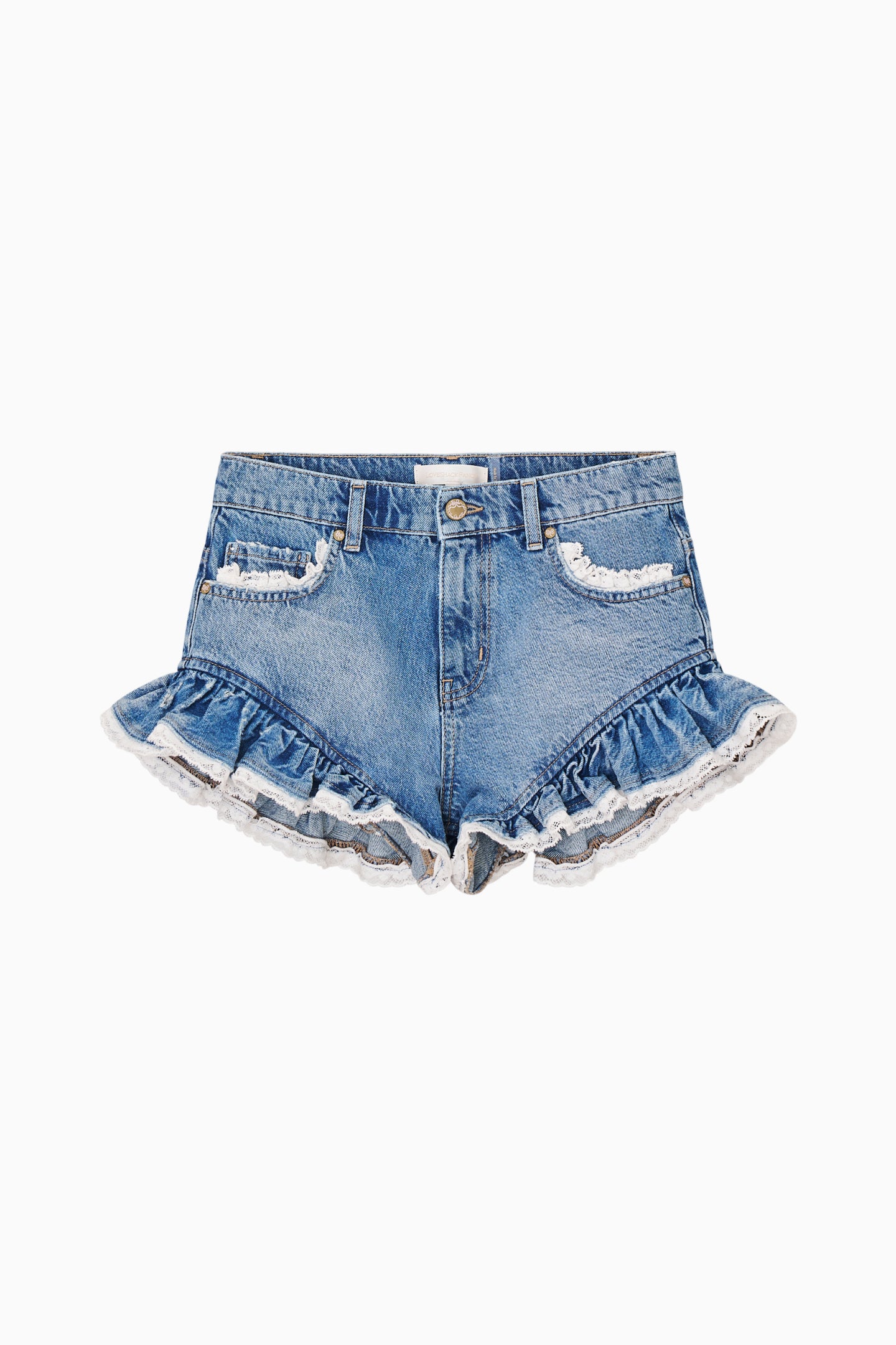 Azalure Denim Ruffle Mini Shorts - Image 5