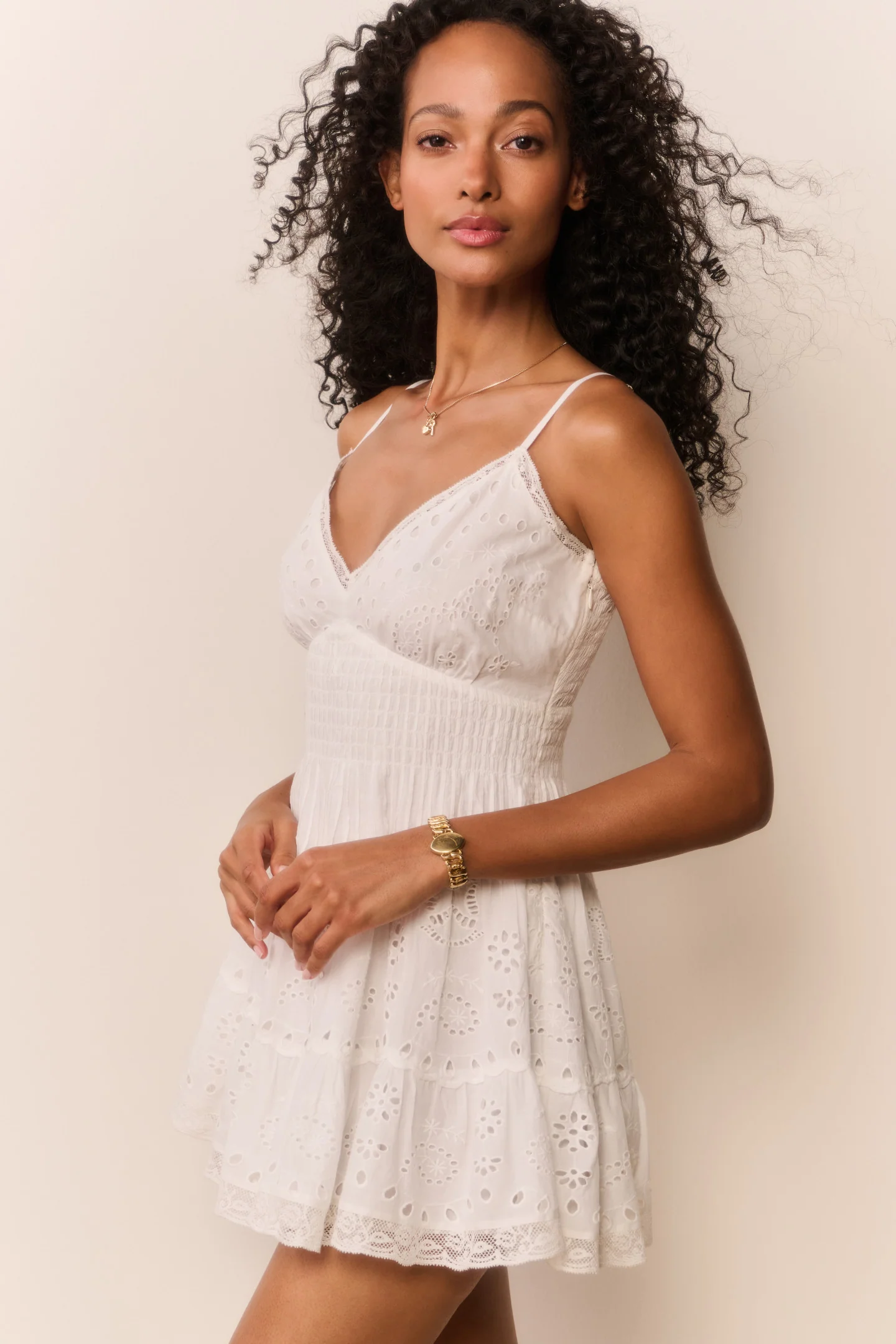 Azar Cotton Bandana Eyelet Mini Dress - Image 3