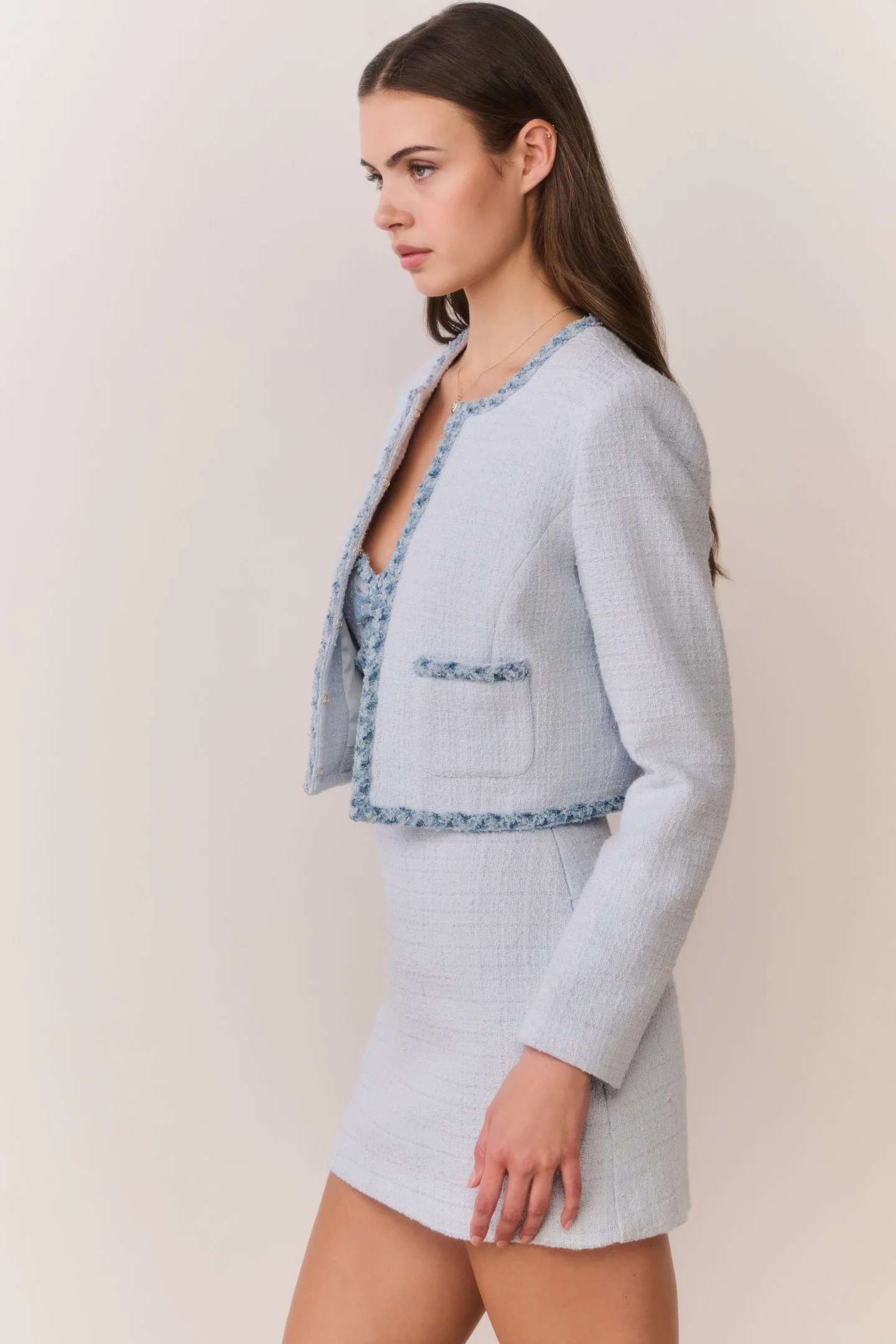 Azula Denim-Trimmed Tweed Jacket - Image 4