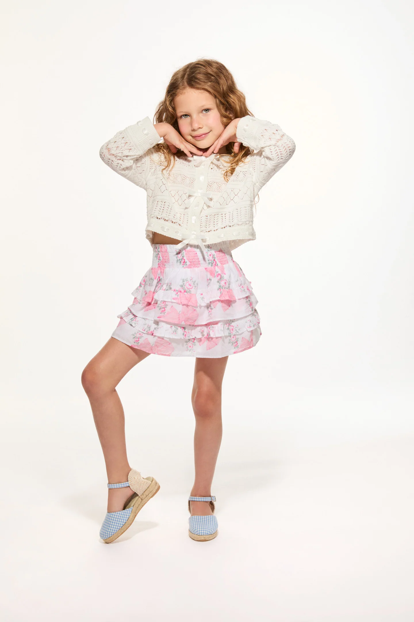 Girls Billie Upcycled Cotton Skirt - ROSE PINK MINT