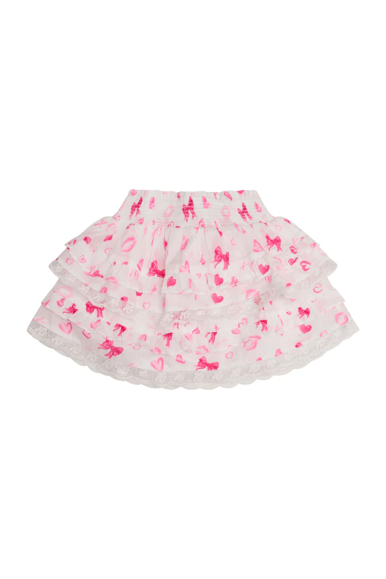 Girls Billie Bow & Kiss Print Ruffle Skirt - Image 5