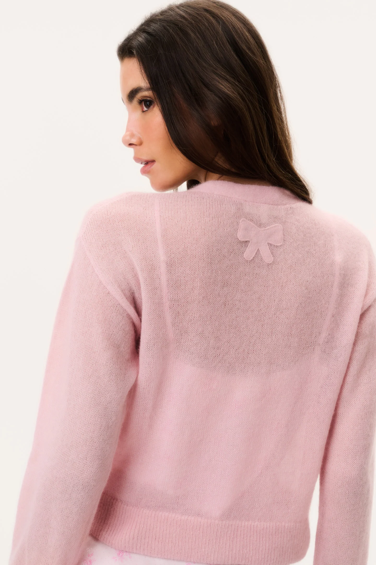 Breckie Sheer Alpaca Cardigan - BLUSHBERRY - Image 4