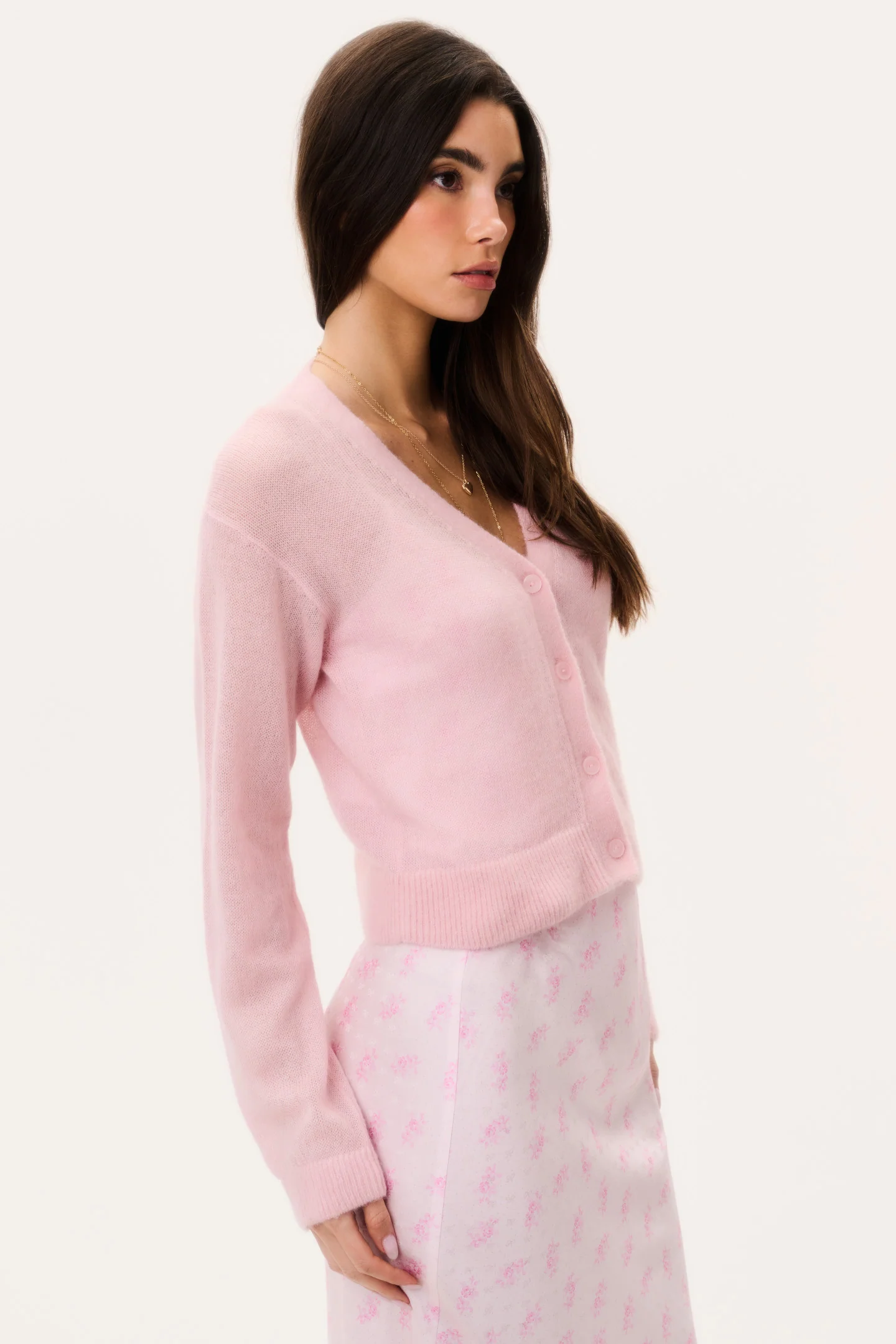 Breckie Sheer Alpaca Cardigan - BLUSHBERRY - Image 3