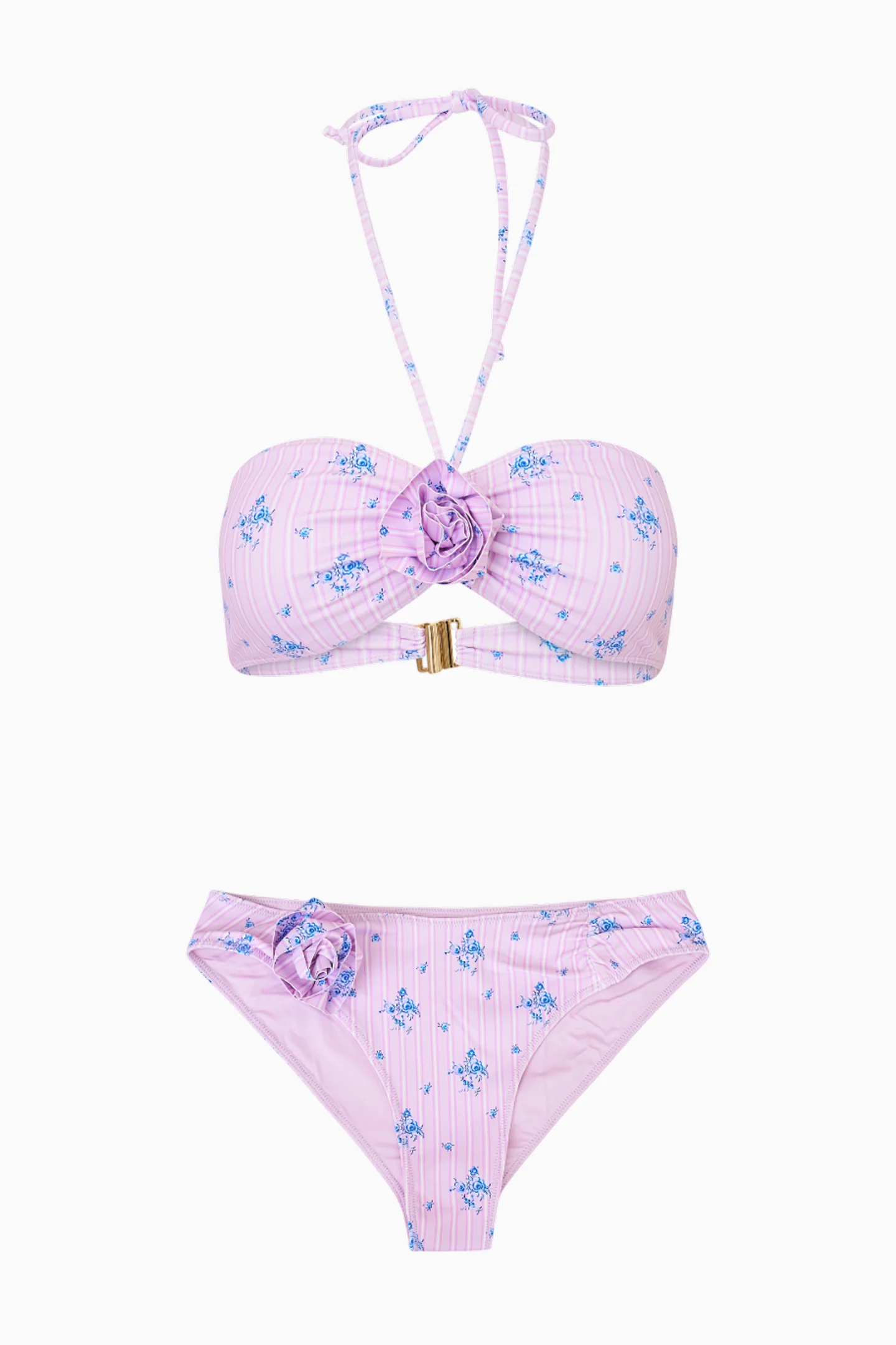 Candace Floral Striped Halter Bikini - Image 5