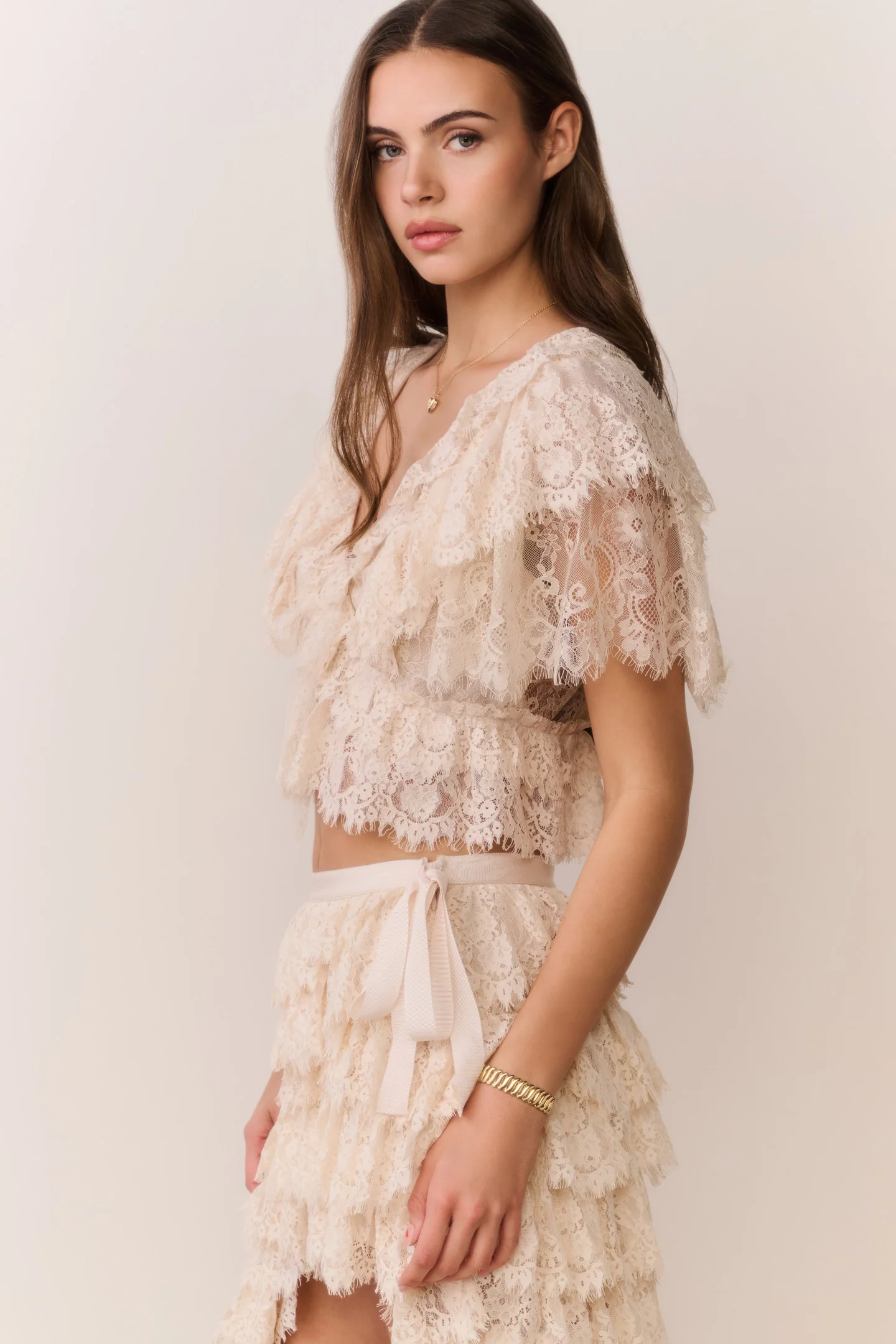 Caper Lace Ruffle Crop Top - Image 4