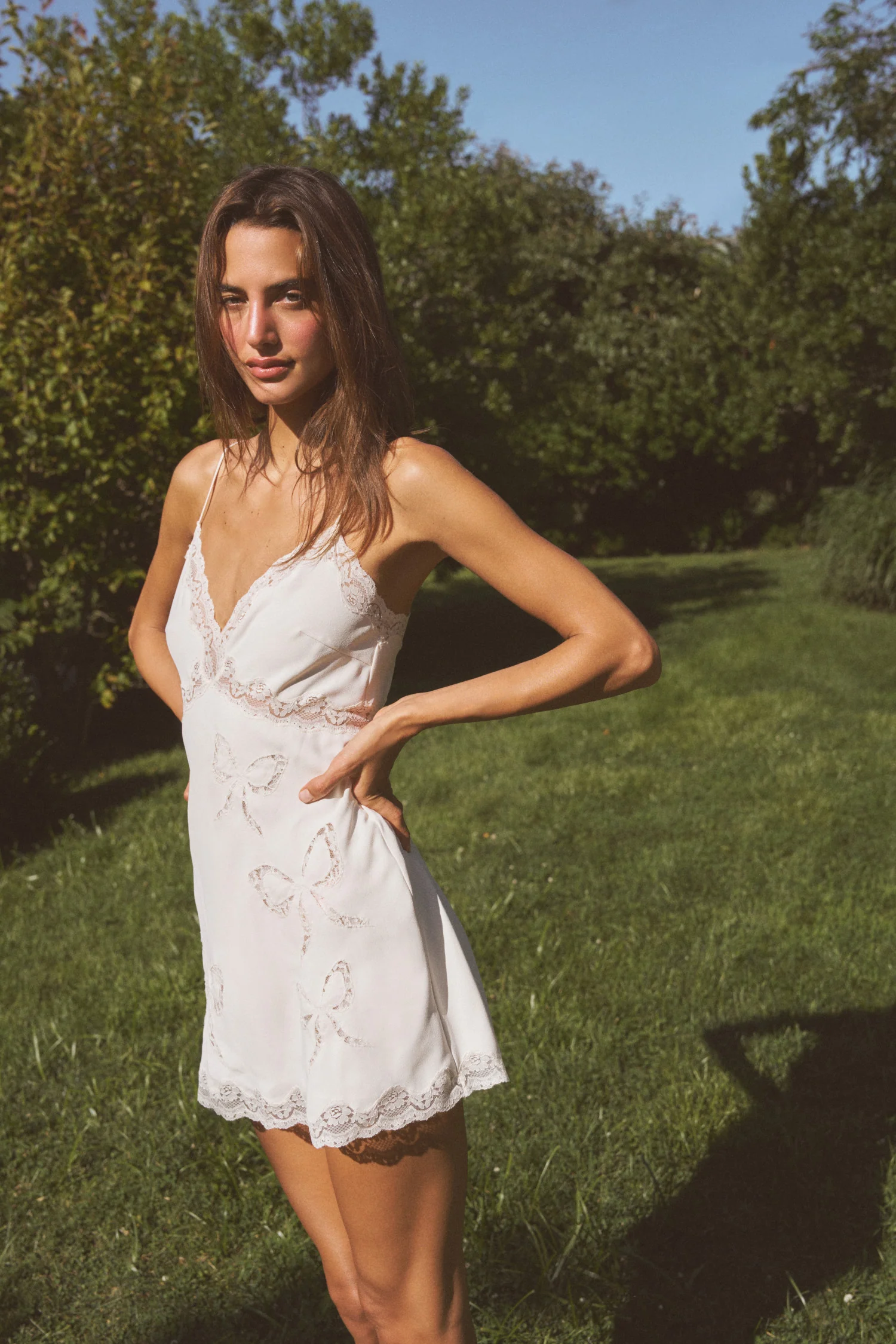 Cori Crepe Lace Bow Mini Dress - Image 3