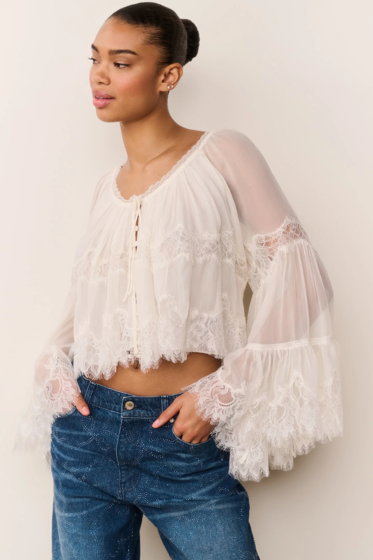 Darline Chiffon Lace Blouse - Image 5
