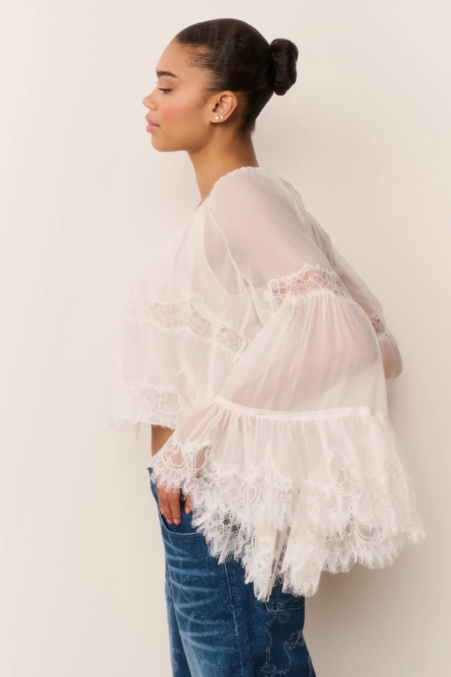 Darline Chiffon Lace Blouse - Image 6