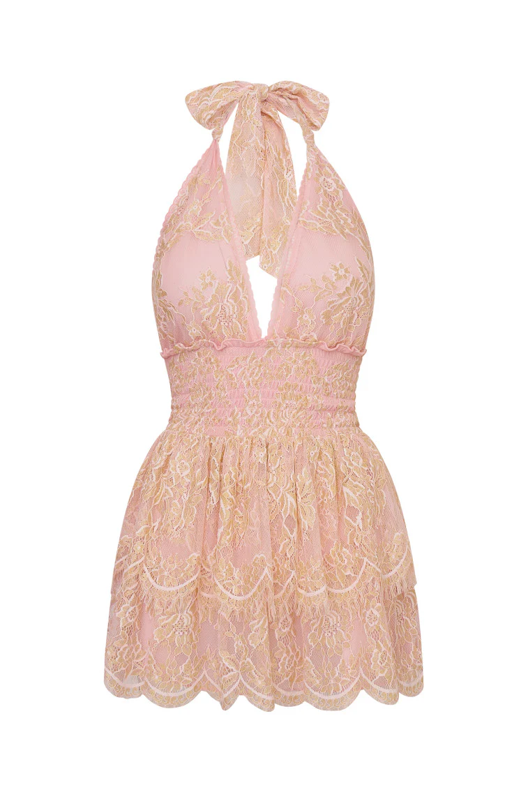 Deanna Lace Mini Halter Dress - Image 5