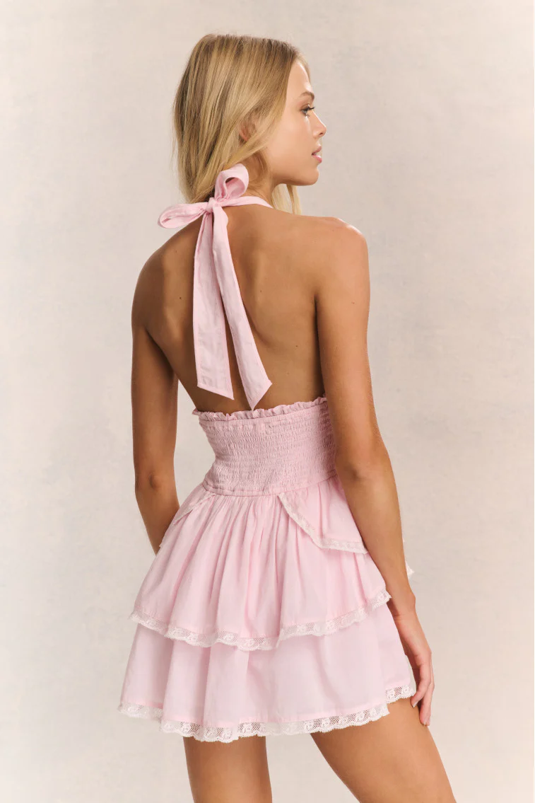 Deanna Heritage Halter Mini Dress - PINK - Image 4