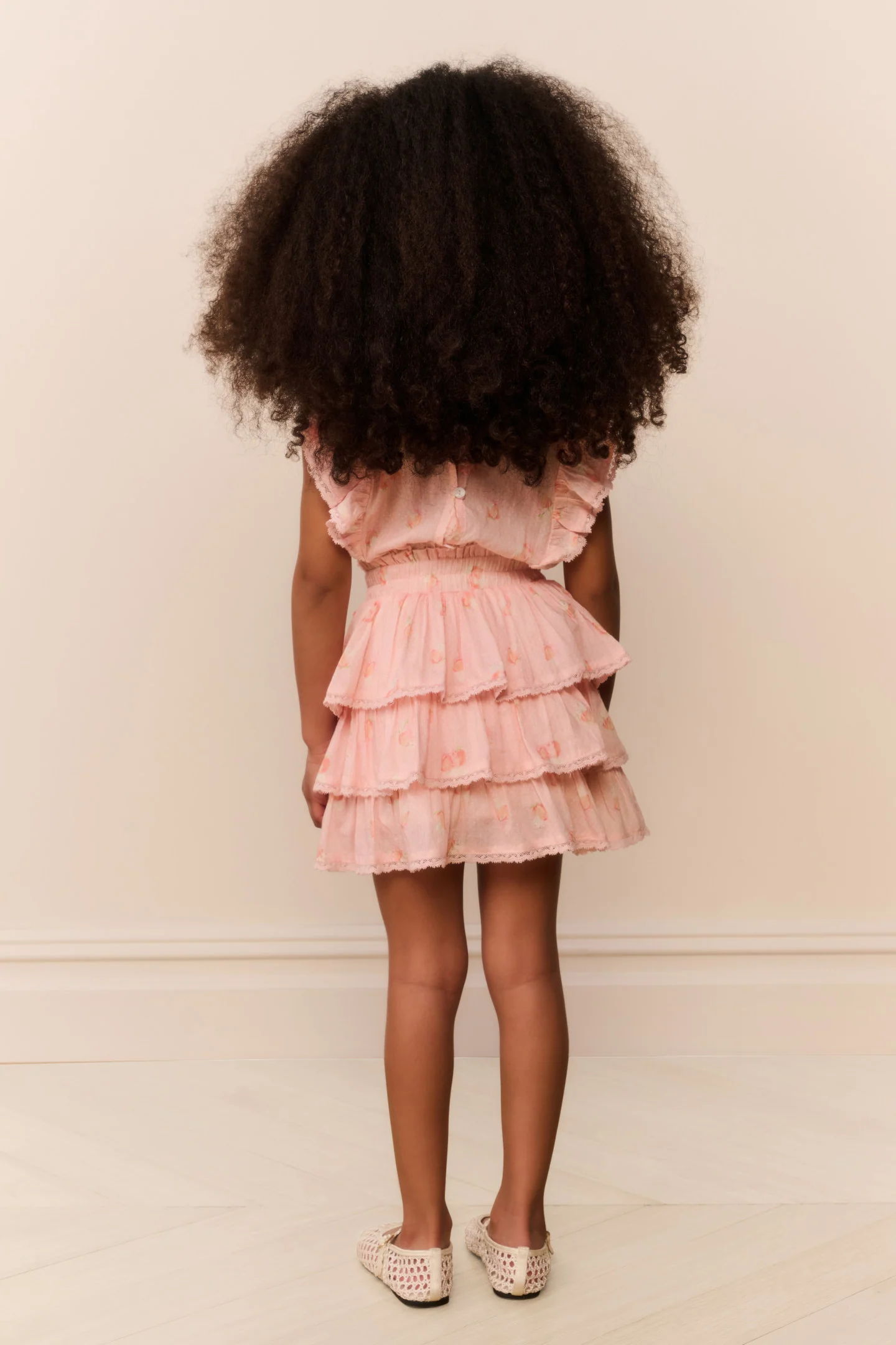 Little Girls Peach Pom Pom Decker Dress - Image 5