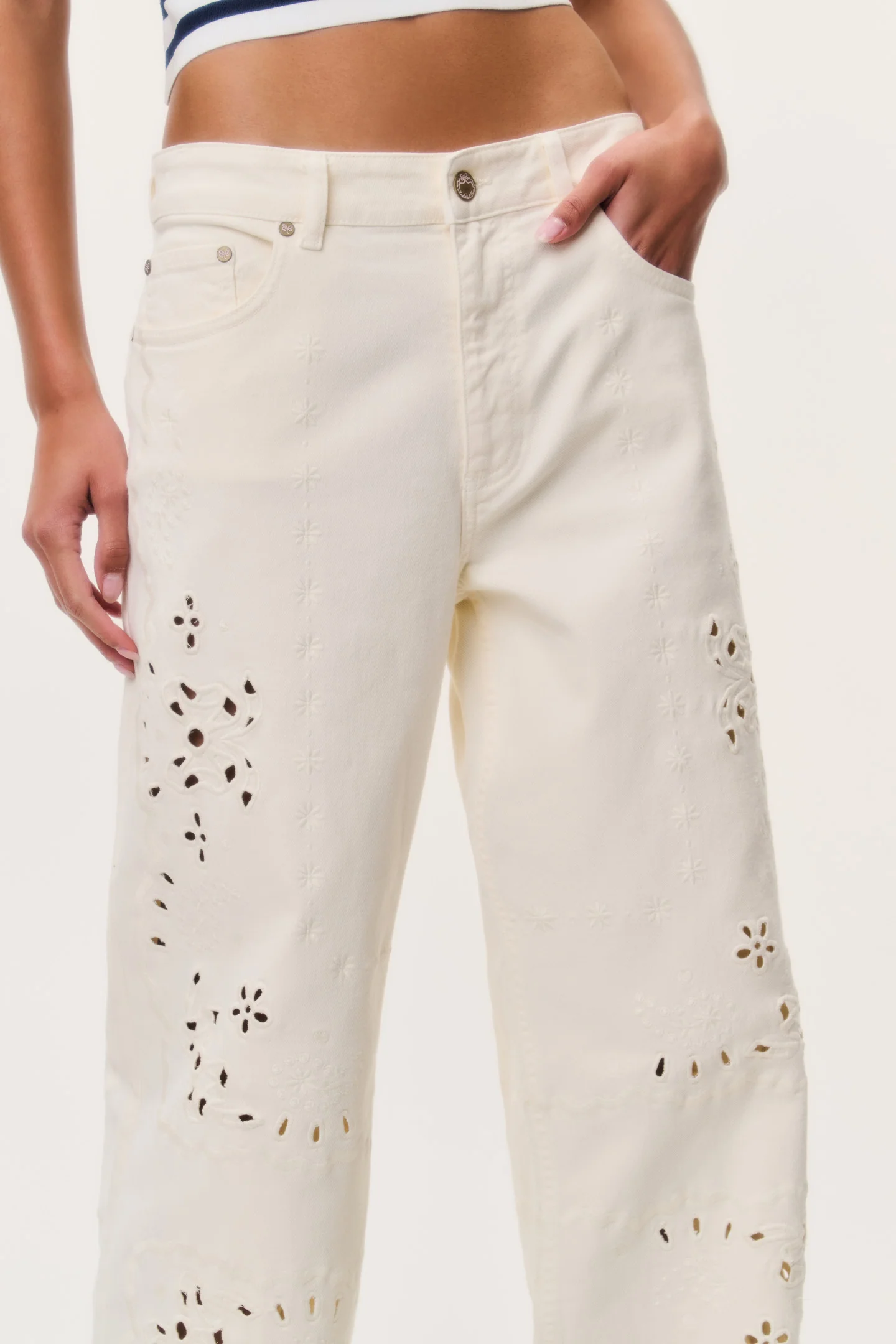 Dellah Floral Eyelet Jeans - Image 3