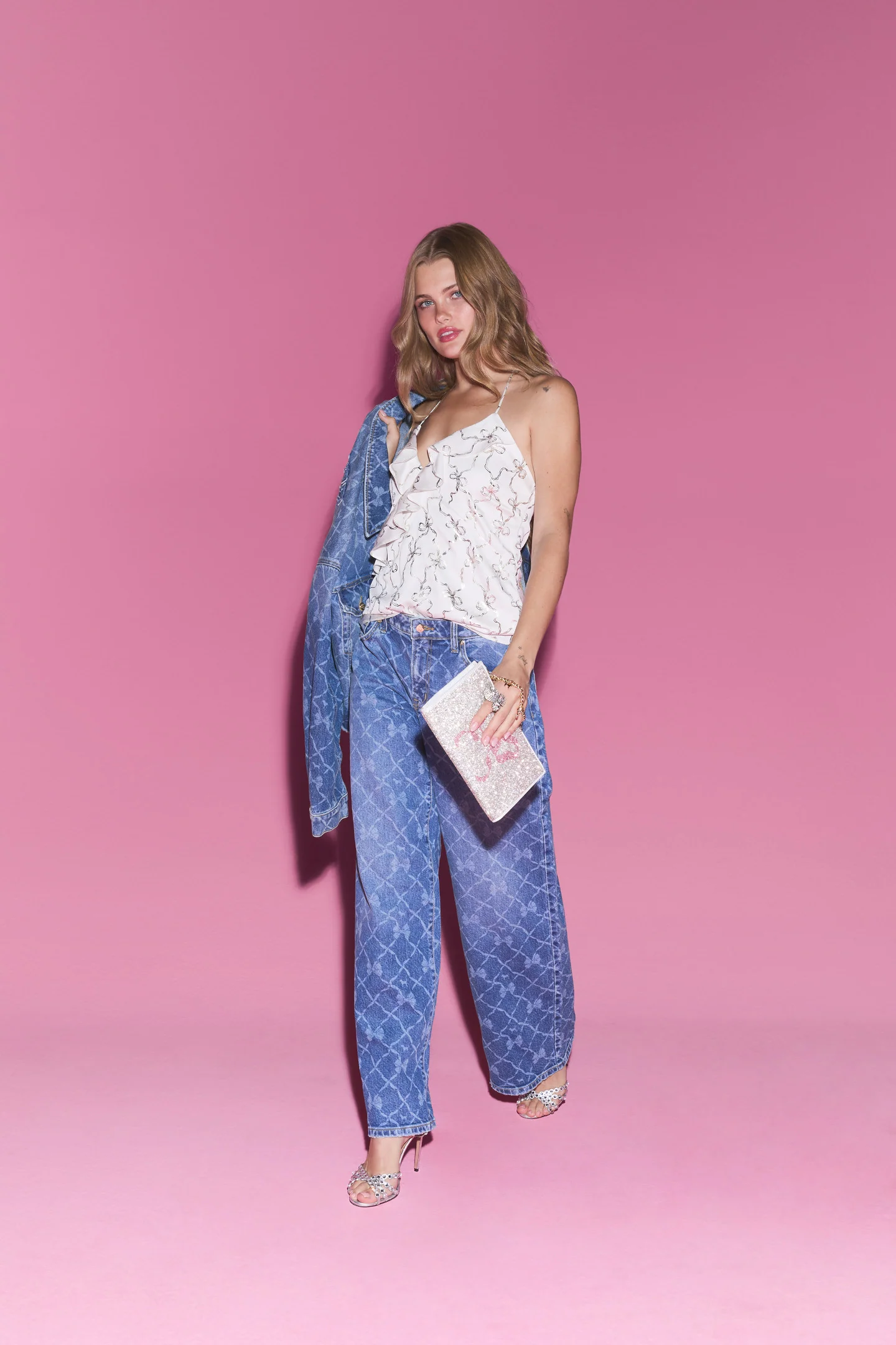 PINK x LoveShackFancy Denim Baggy High Rise Jeans - Image 3