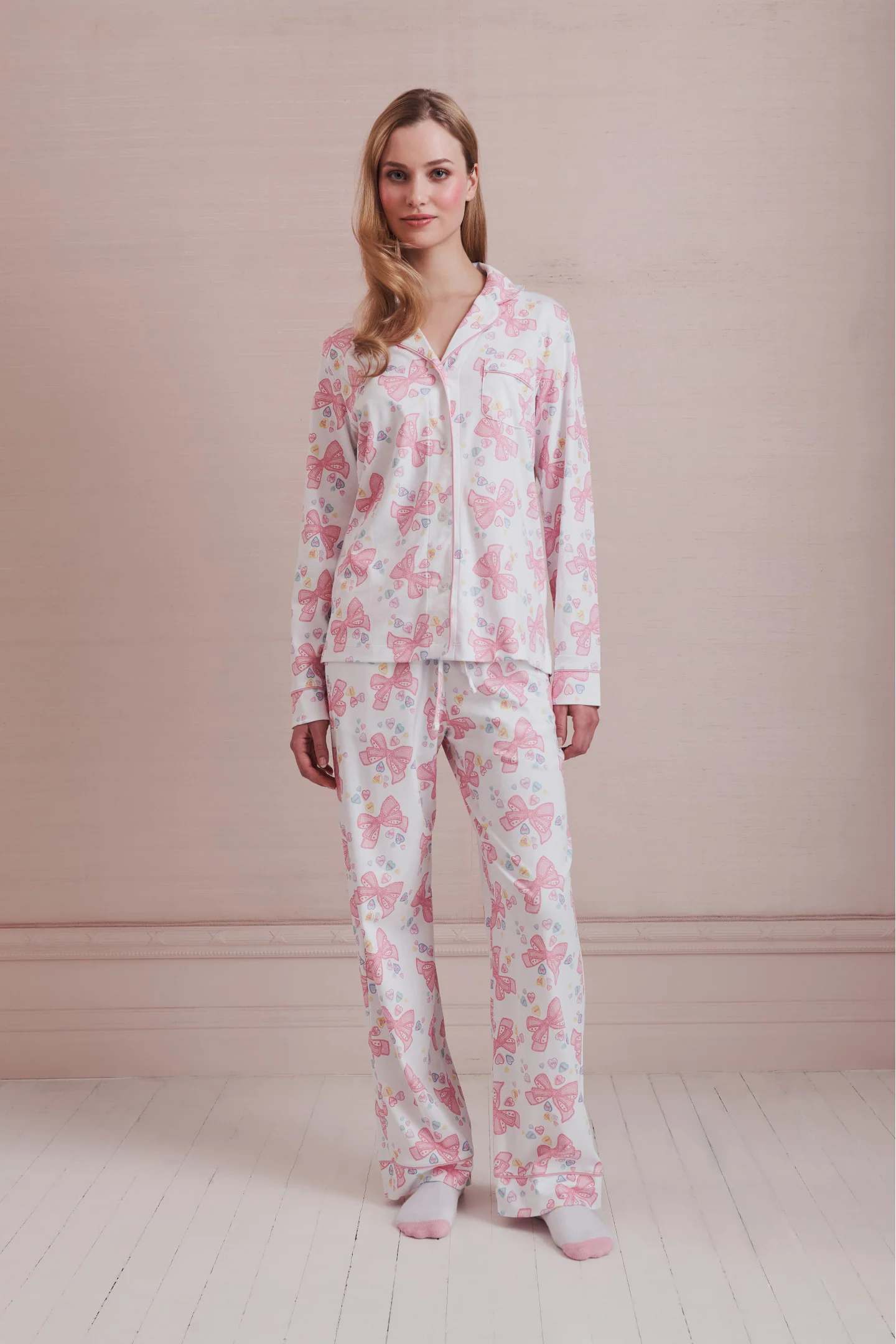 LoveShackFancy x Roller Rabbit Doily Beux Women's Long Sleeve Polo Pajama Set - Image 3