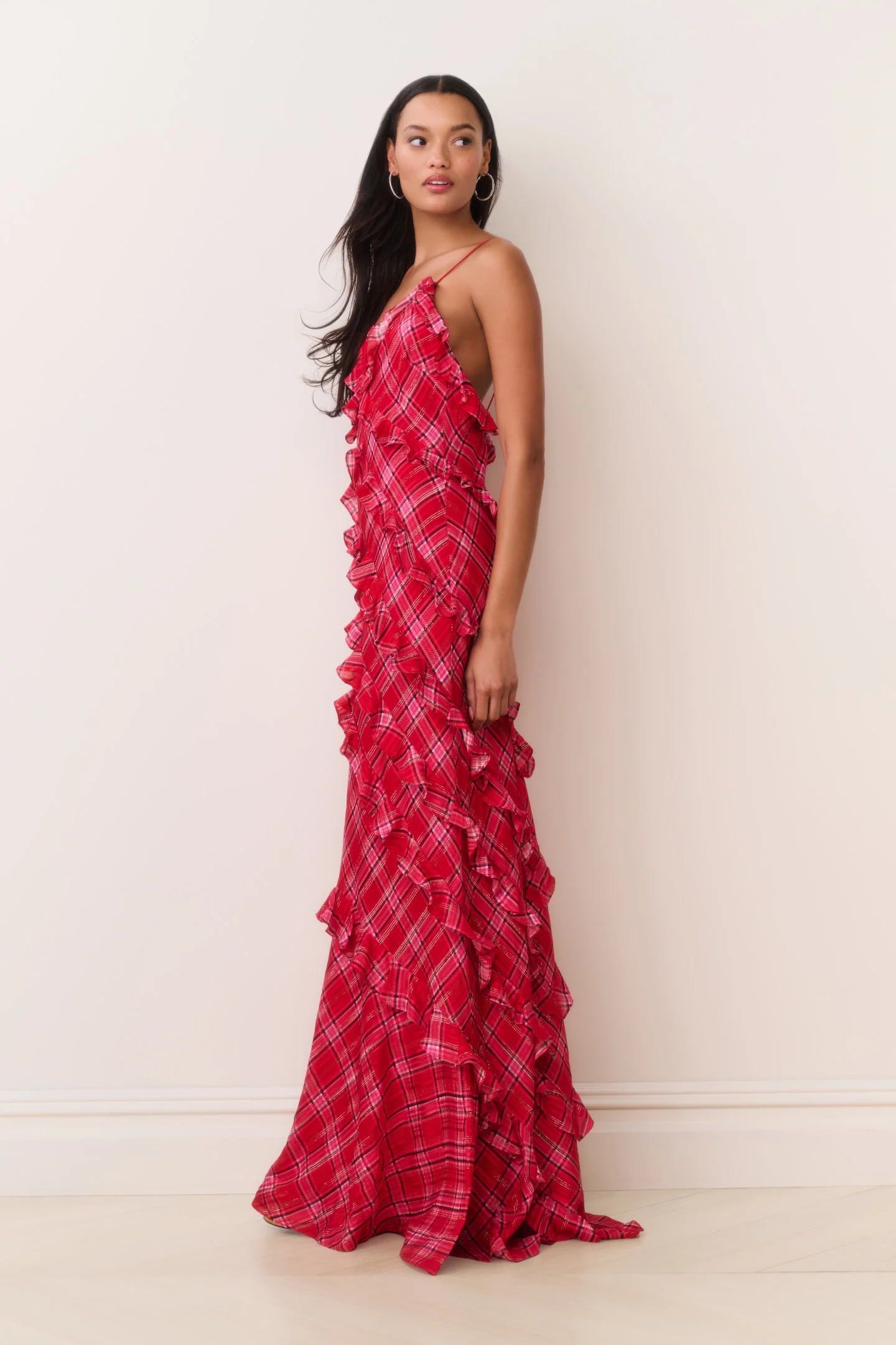 Ellietta Tartan Ruffle Maxi Dress - Image 4