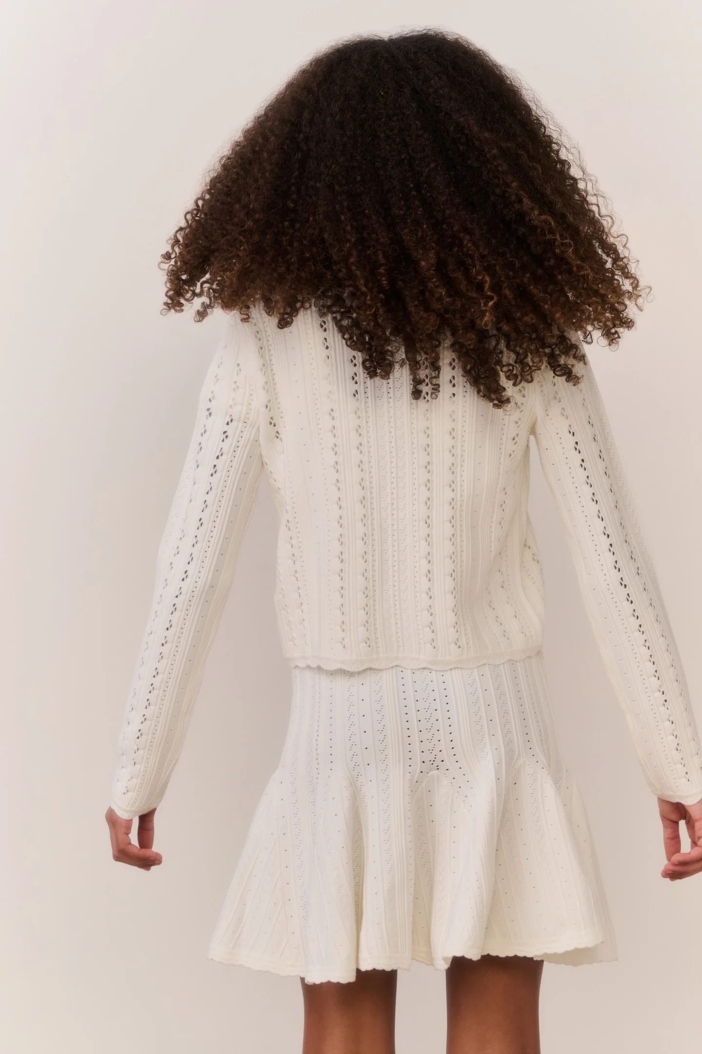 Tween Emlynn Stretch Pointelle Cardigan - WHITE TEA - Image 4