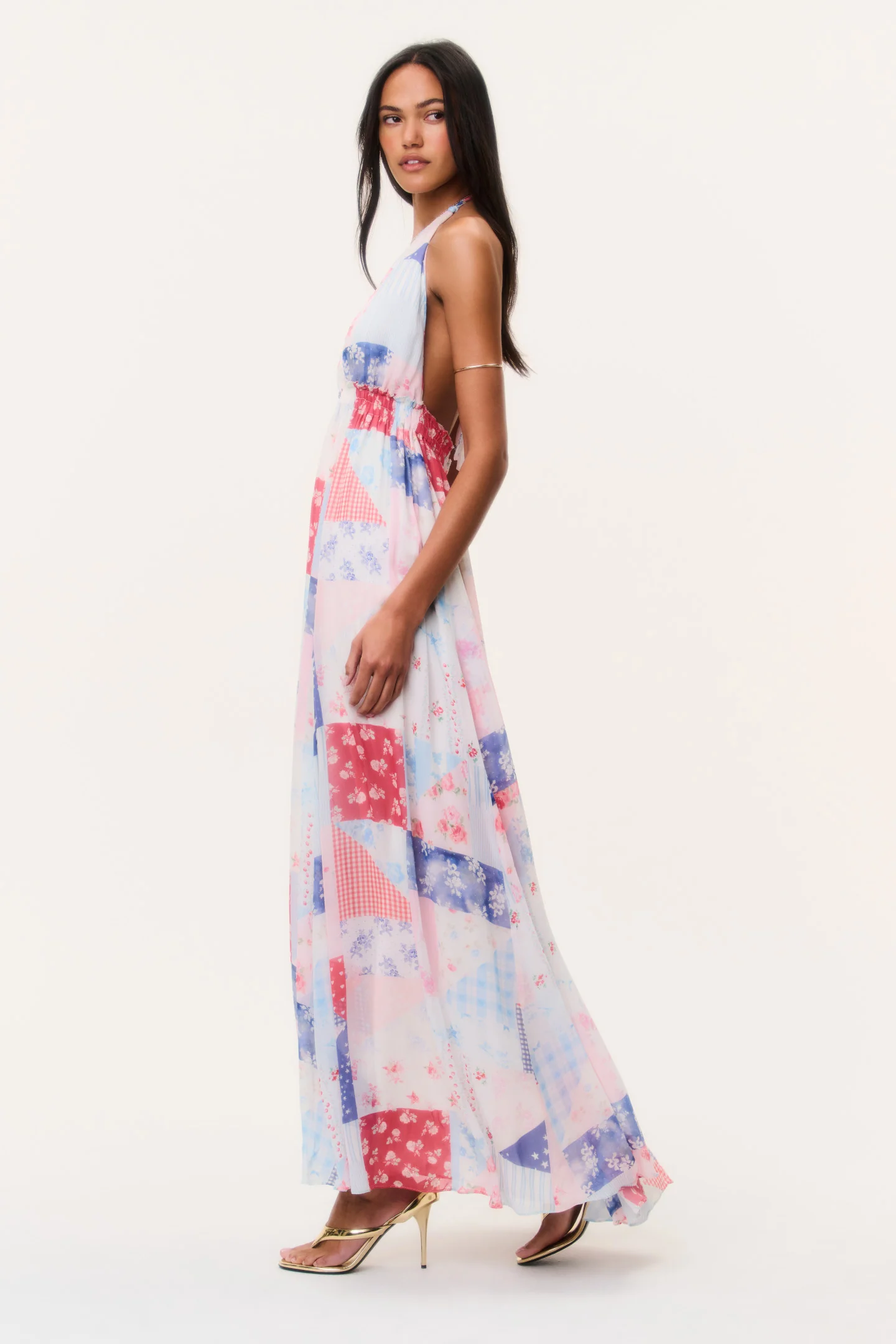Fancy Patchwork Halter Maxi Dress - Image 4