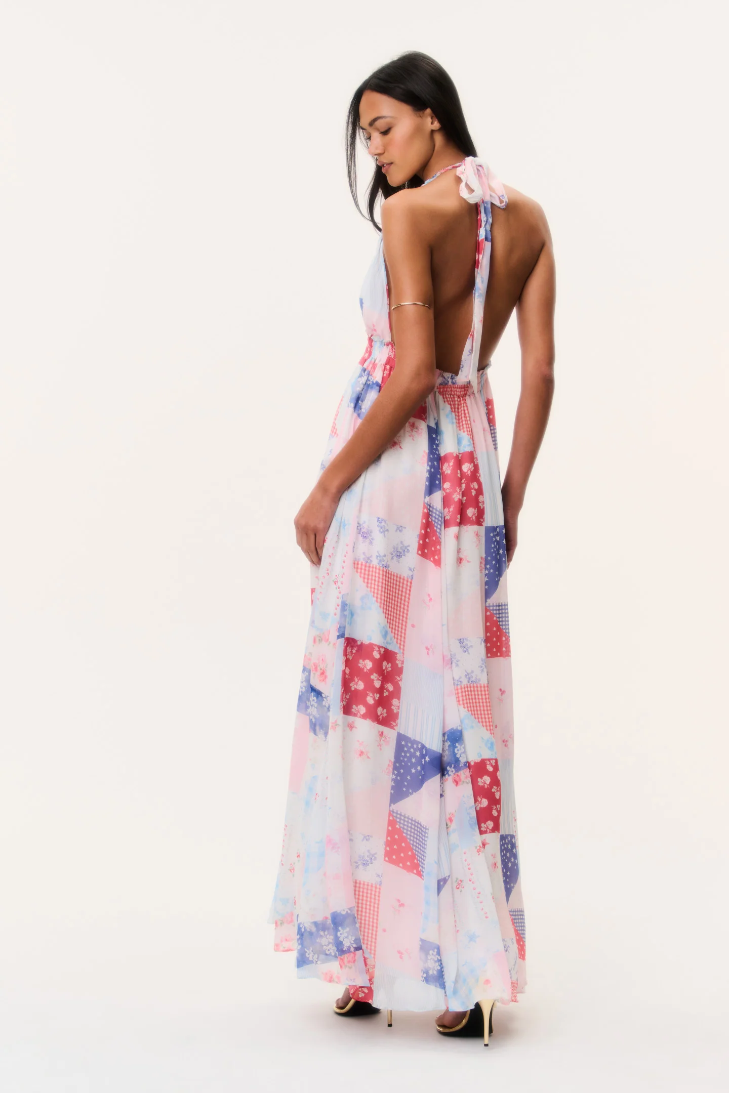 Fancy Patchwork Halter Maxi Dress - Image 6