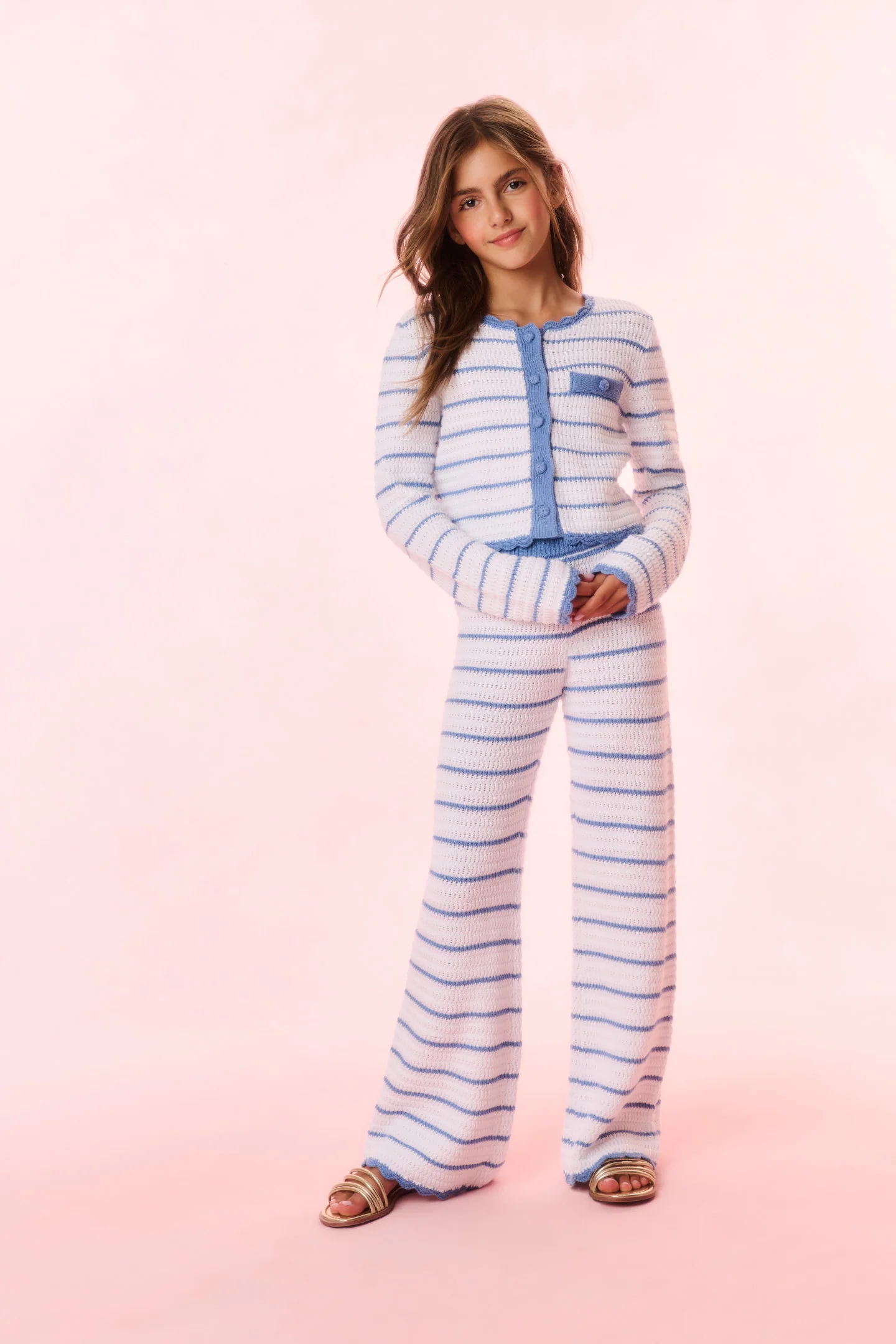 Girls Fawna Striped Crochet Pants - Image 2