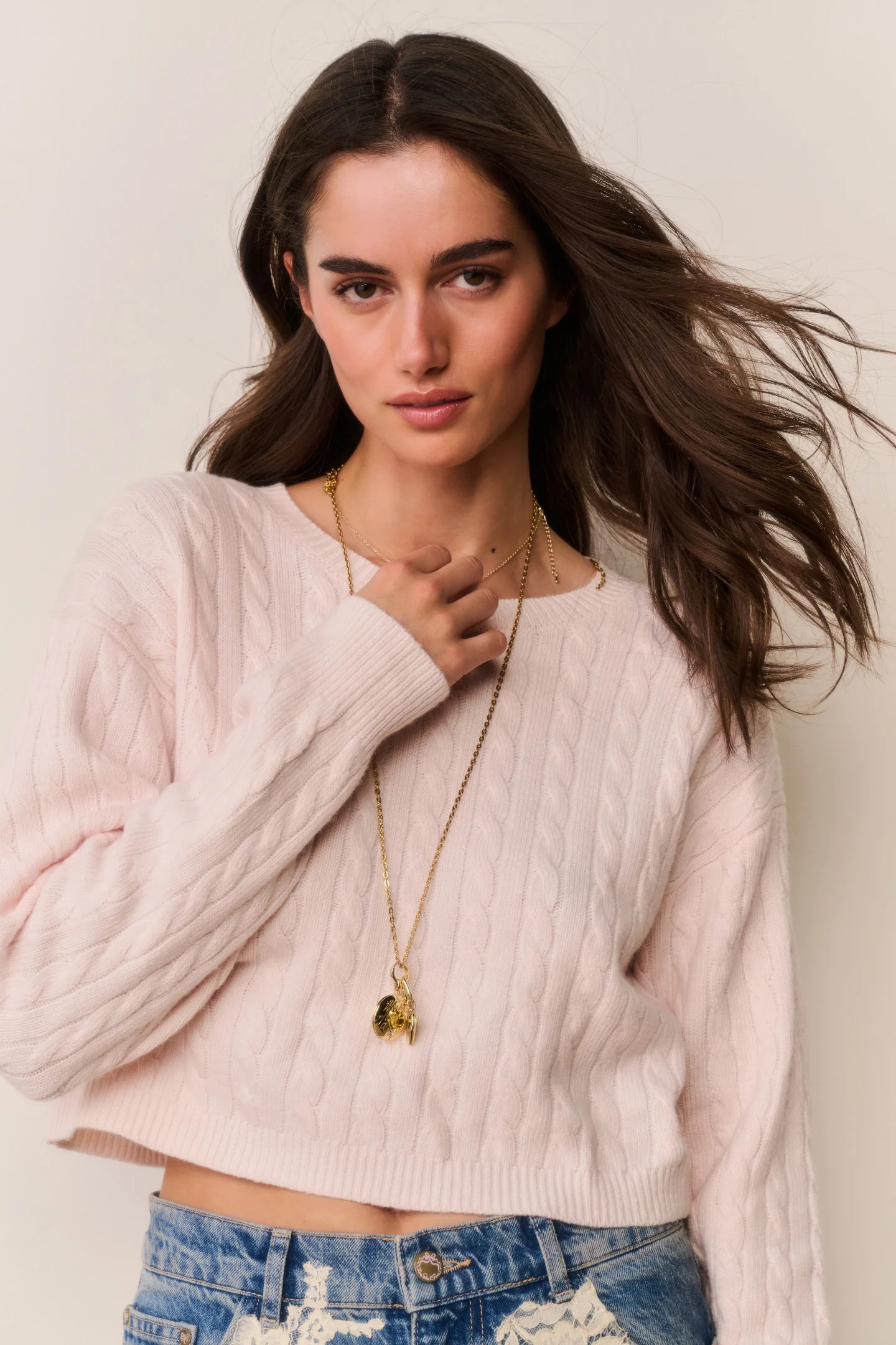 Filomena Cropped Cable Knit Pullover - Image 2