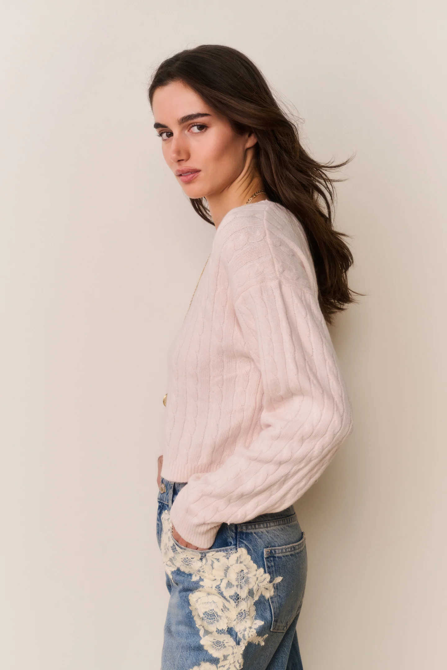 Filomena Cropped Cable Knit Pullover - Image 3