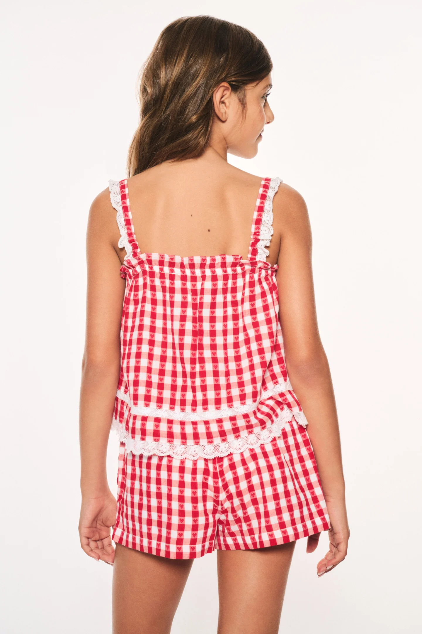 Girls Fiorella Cotton Gingham Top - Image 4