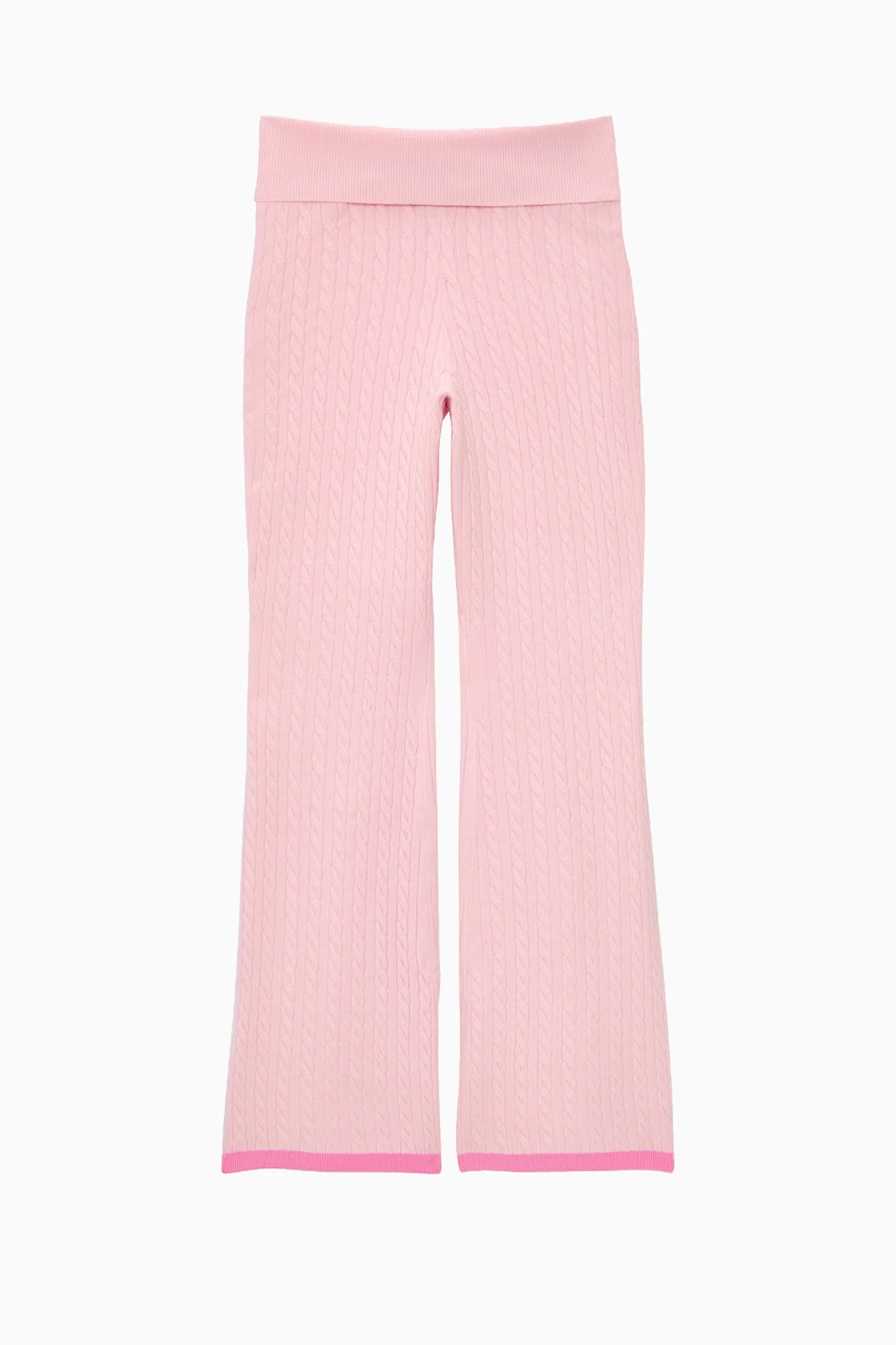 PINK x LoveShackFancy Foldover Flare Knit Pant - PINK TULIP