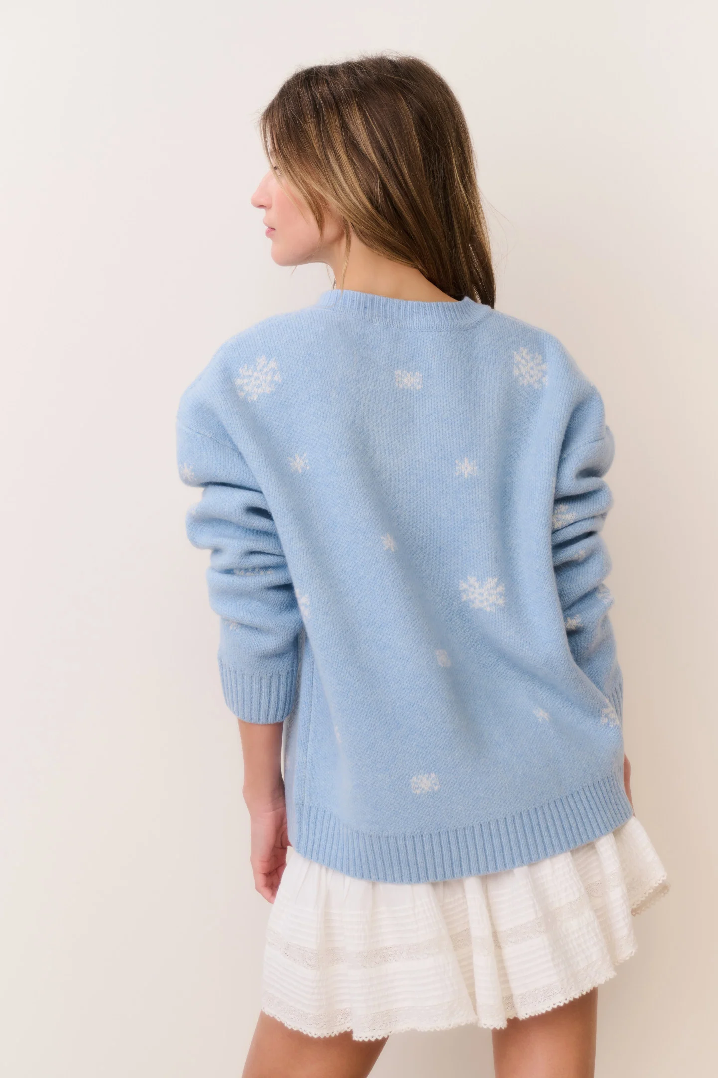 Francie Wool Jacquard Pullover - SNOWFLAKE BLUE - Image 4