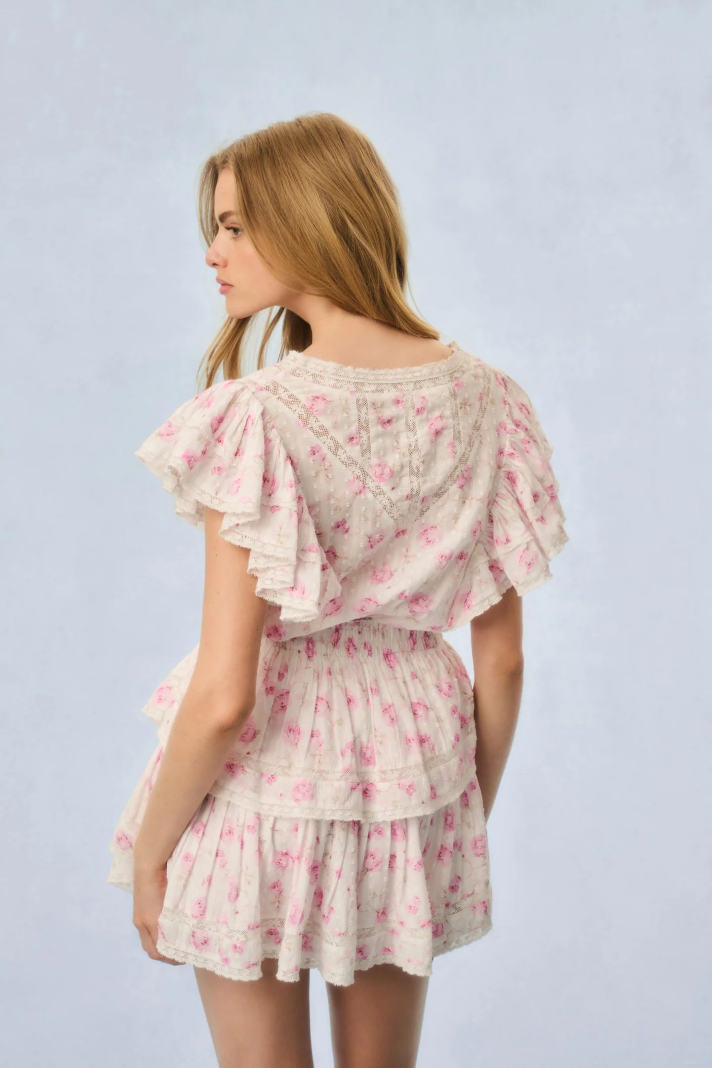 Gwen Fragrance Print Cotton Mini Dress - STERLING DUSK - Image 5