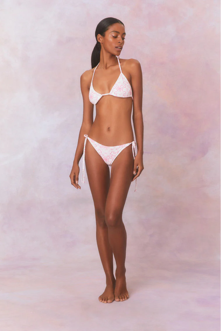 Harbor Bow Print Triangle Bikini Swim Set-BUBBLEGUM BLAST - Image 3