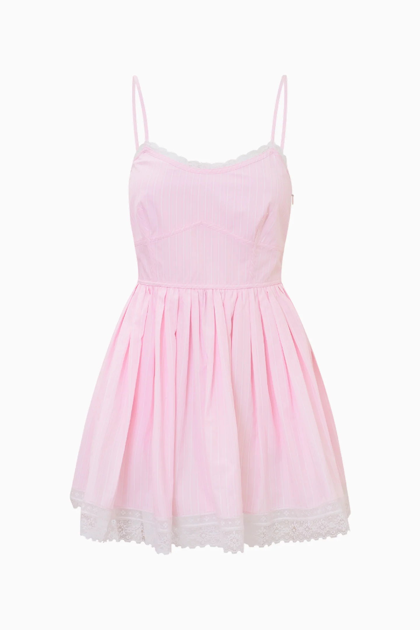 Harrisine Cotton Pinstripe Mini Dress - PINK RIVIERA - Image 5