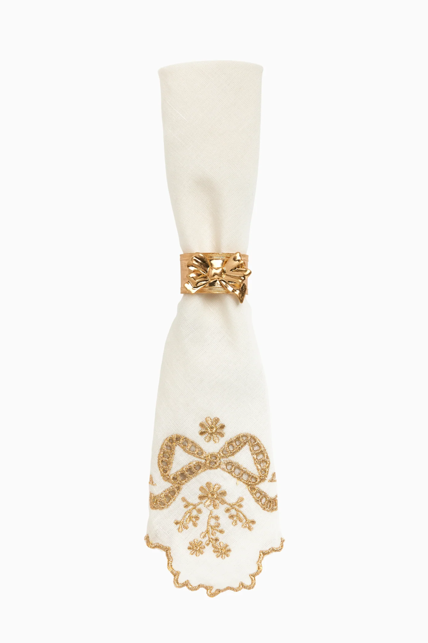 Heirloom Gold Bow Napkin Ring Set - Set Of 4 - Image 2