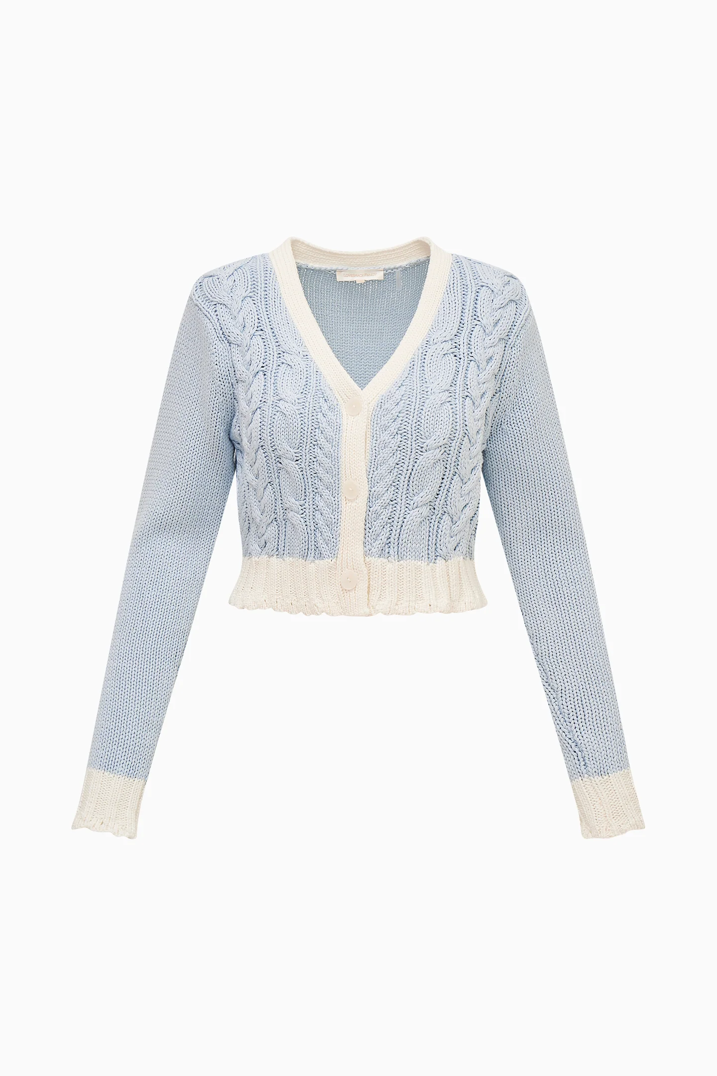 Hyacinth Cropped Cable Knit Cardigan - SUGAR SKY - Image 5