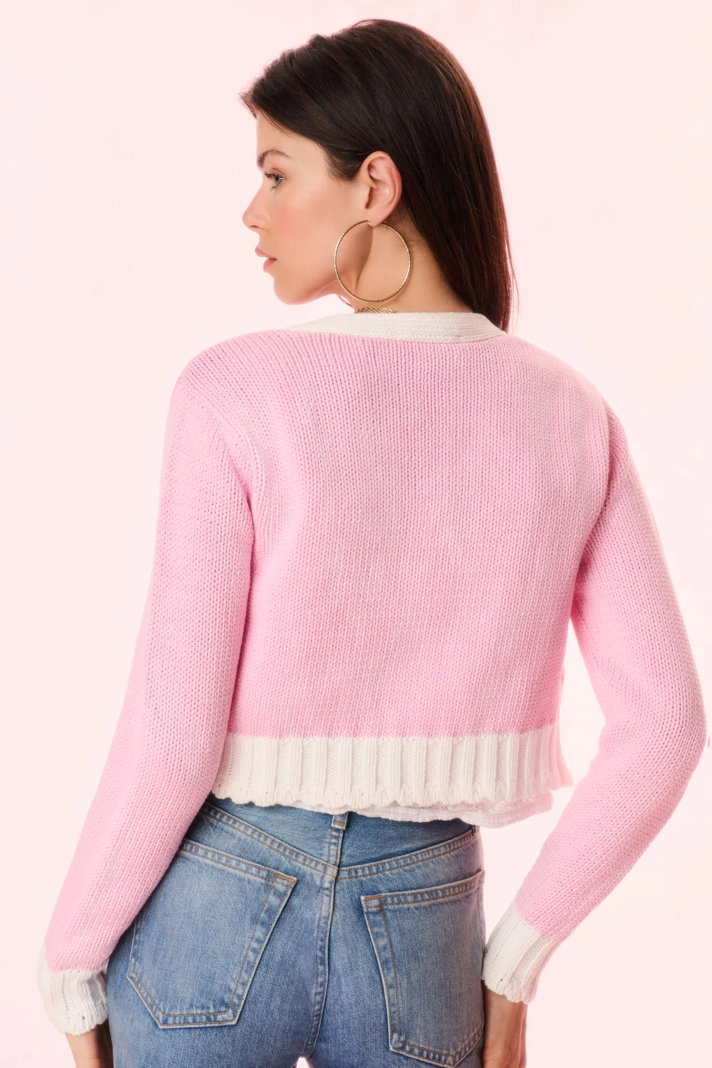Hyacinth Cropped Cable Knit Cardigan - Image 5