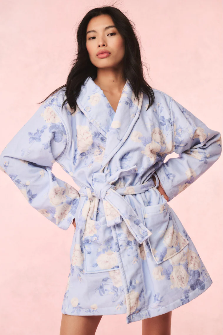 Indie Cotton Bath Robe - WHISPER BLUE - Image 4