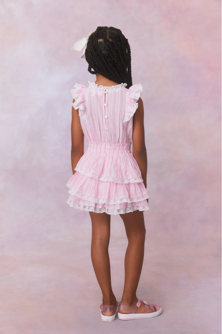 Girls Janelly Cotton Stripe Dress- Captiva Pink - Image 4