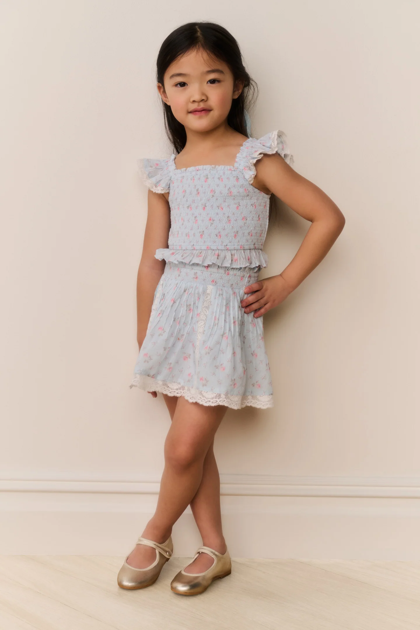 Little Girls Jeanna Floral Cotton Top - Image 2