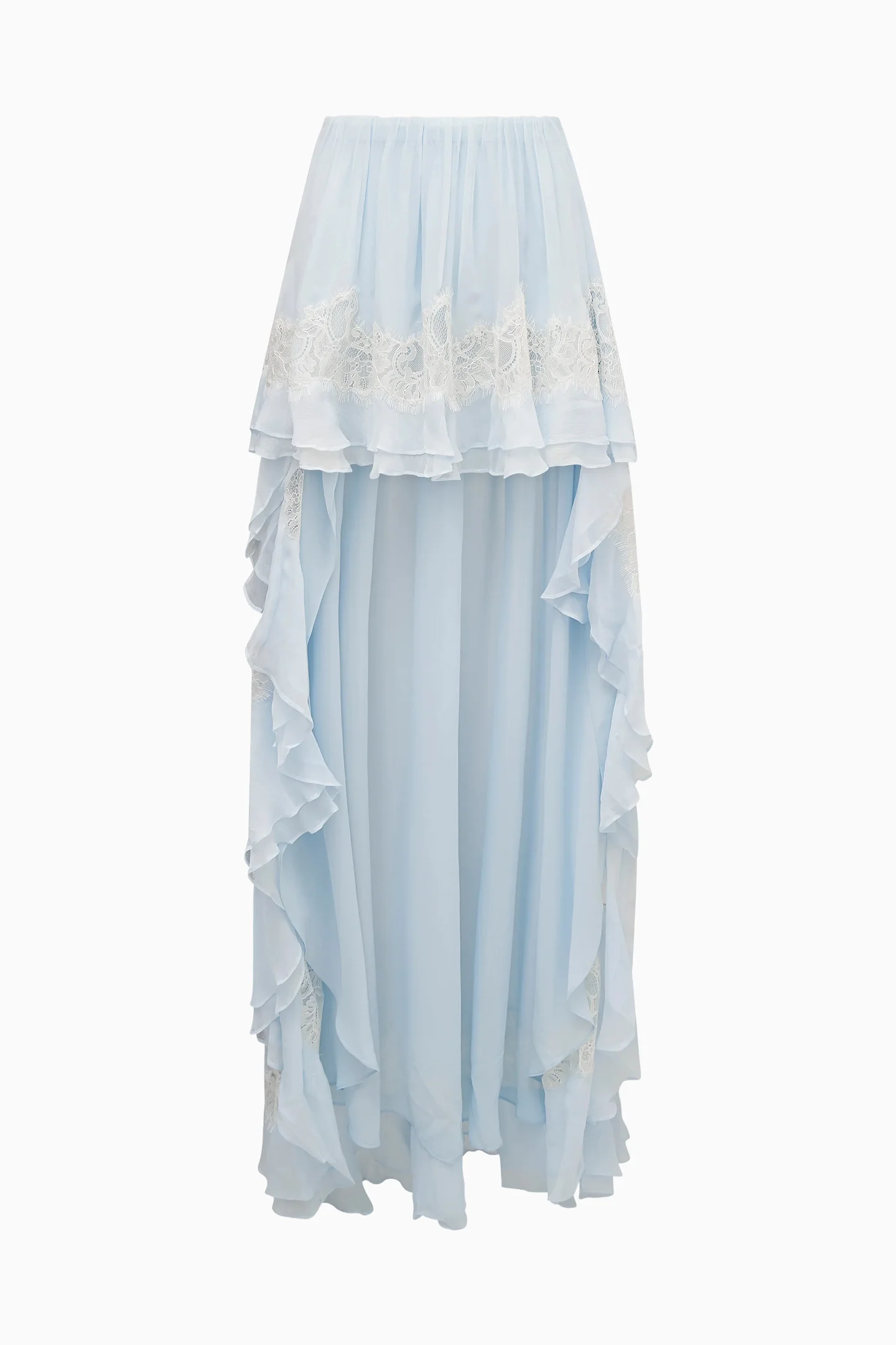 Jolina Silk Chiffon Lace High-Low Skirt - Image 6