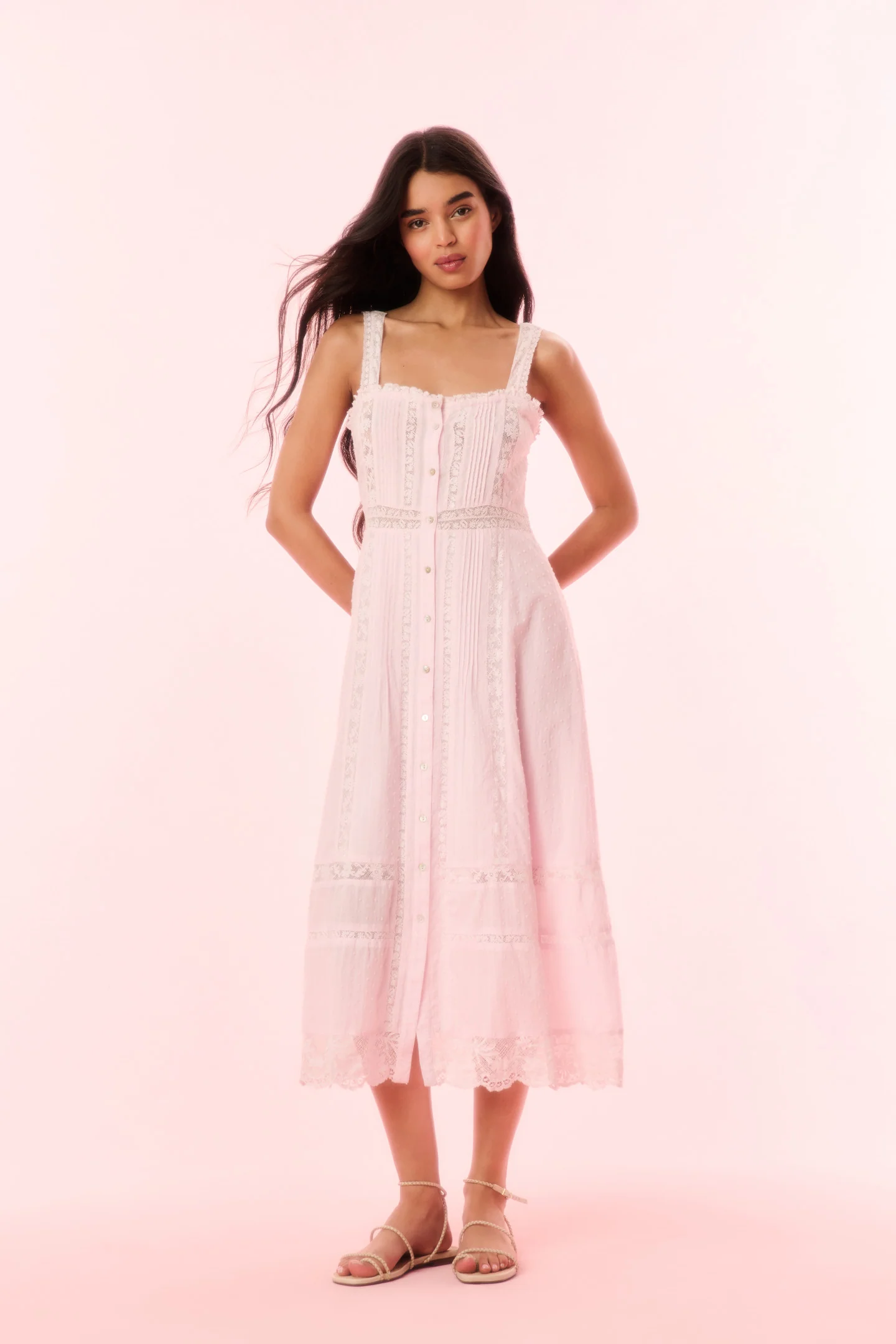 Judalon Cotton Midi Dress - BALLERINA PINK