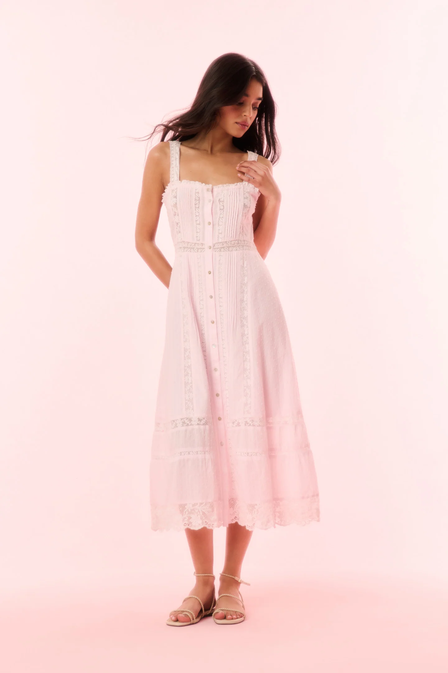 Judalon Cotton Midi Dress - BALLERINA PINK - Image 3
