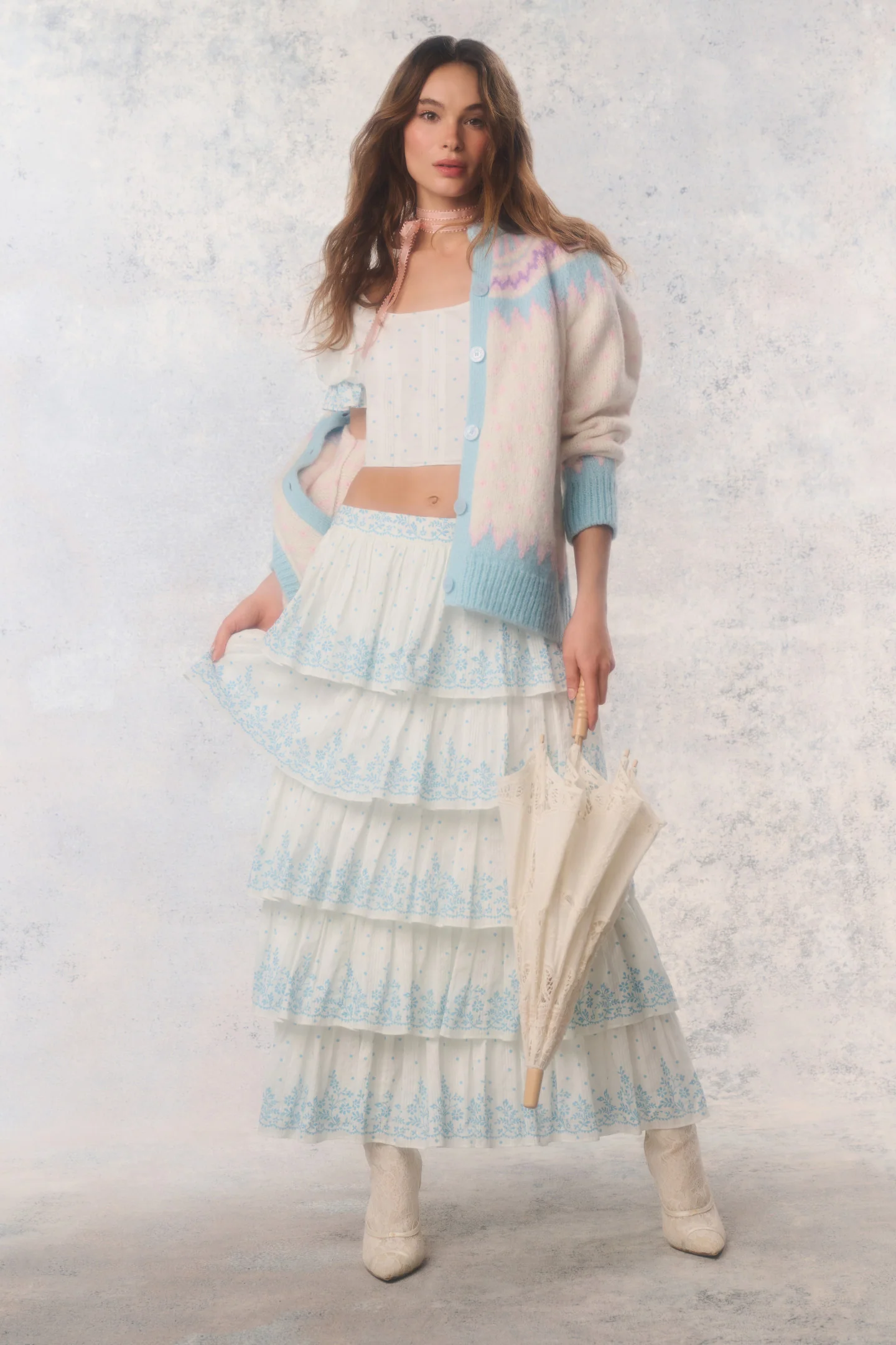 Re-Edition Julieta Cotton Tiered Maxi Skirt - Image 3
