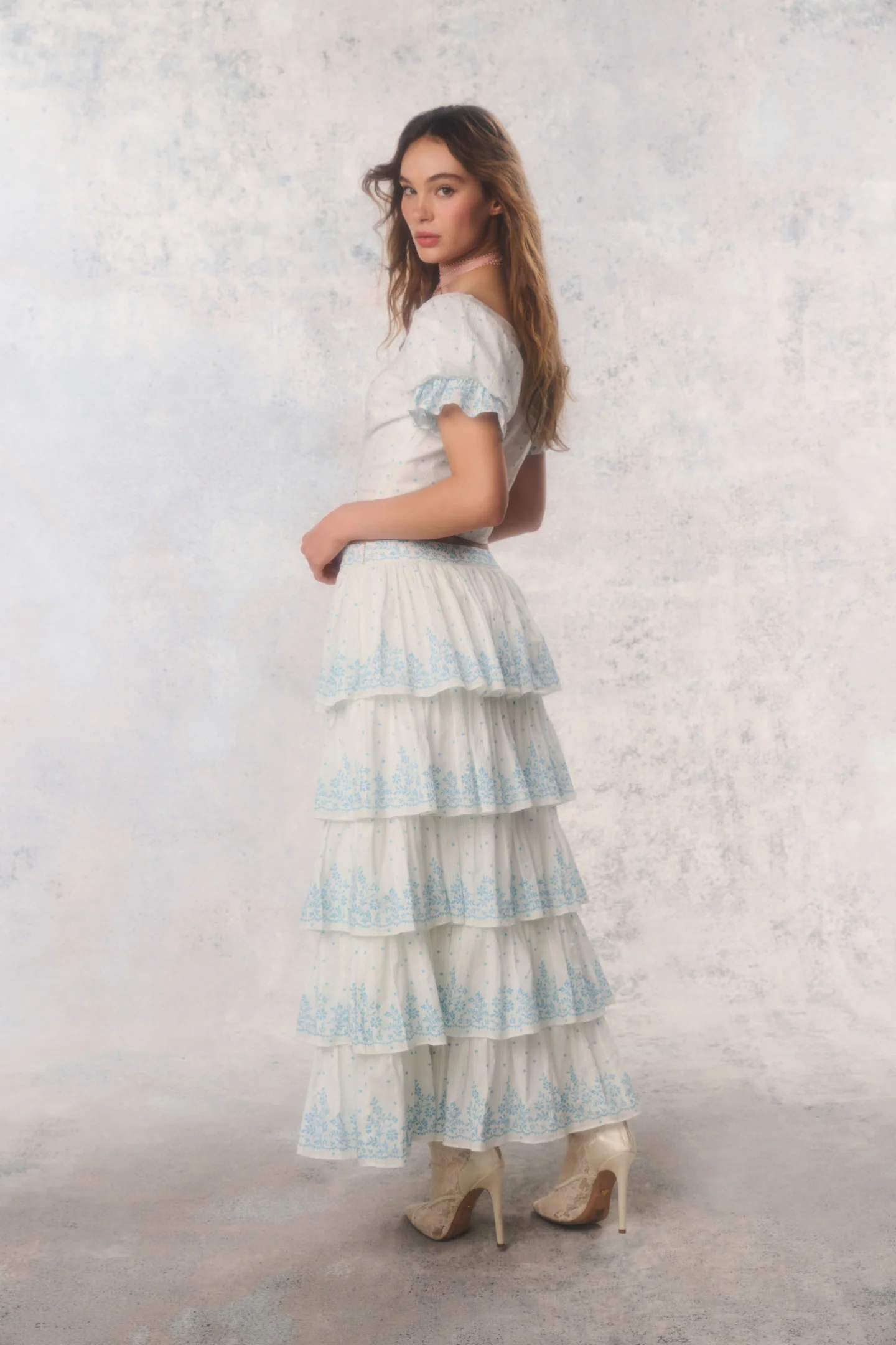 Re-Edition Julieta Cotton Tiered Maxi Skirt - Image 4