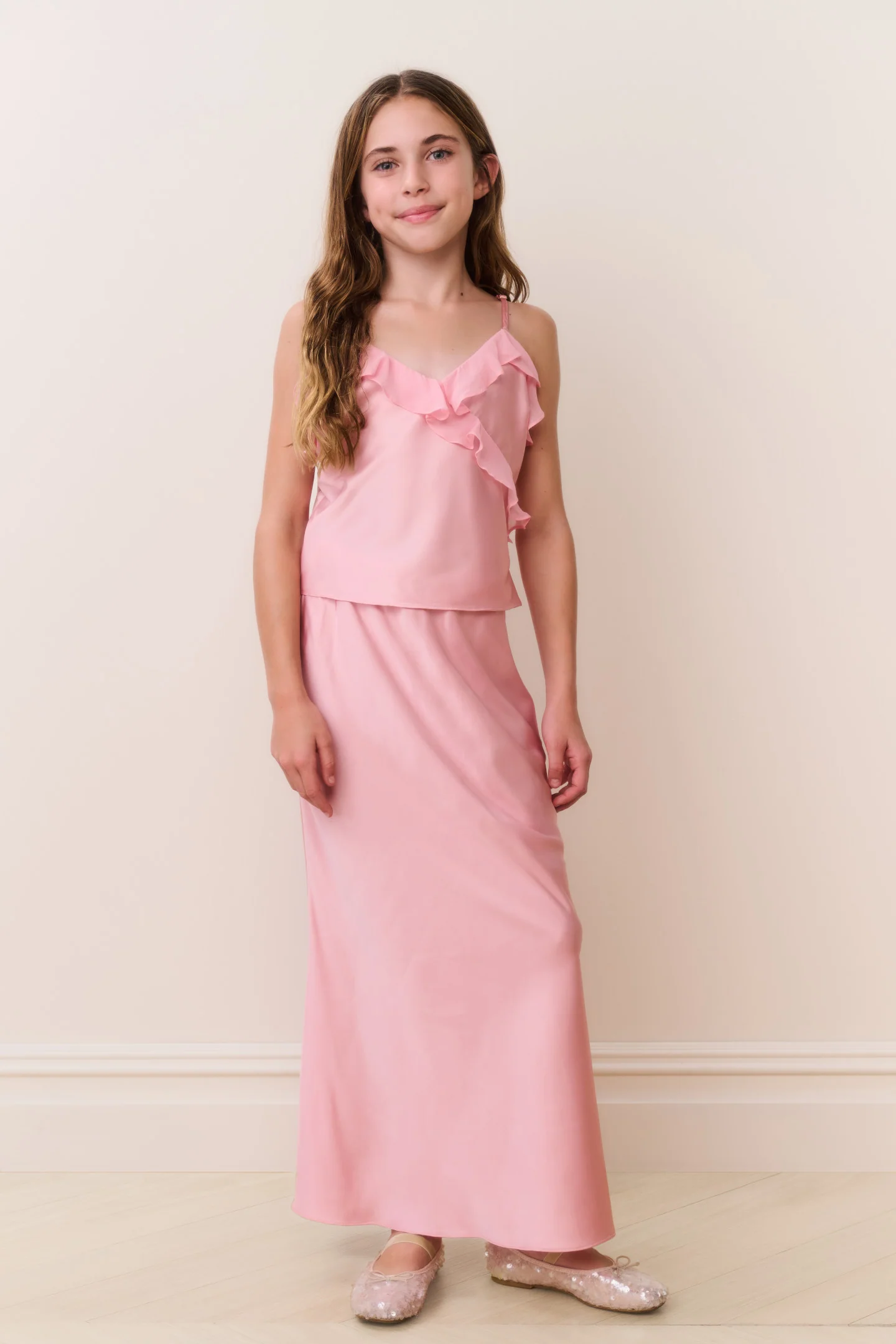 Tween Kalea Charmeuse Ruffle Top - Image 2