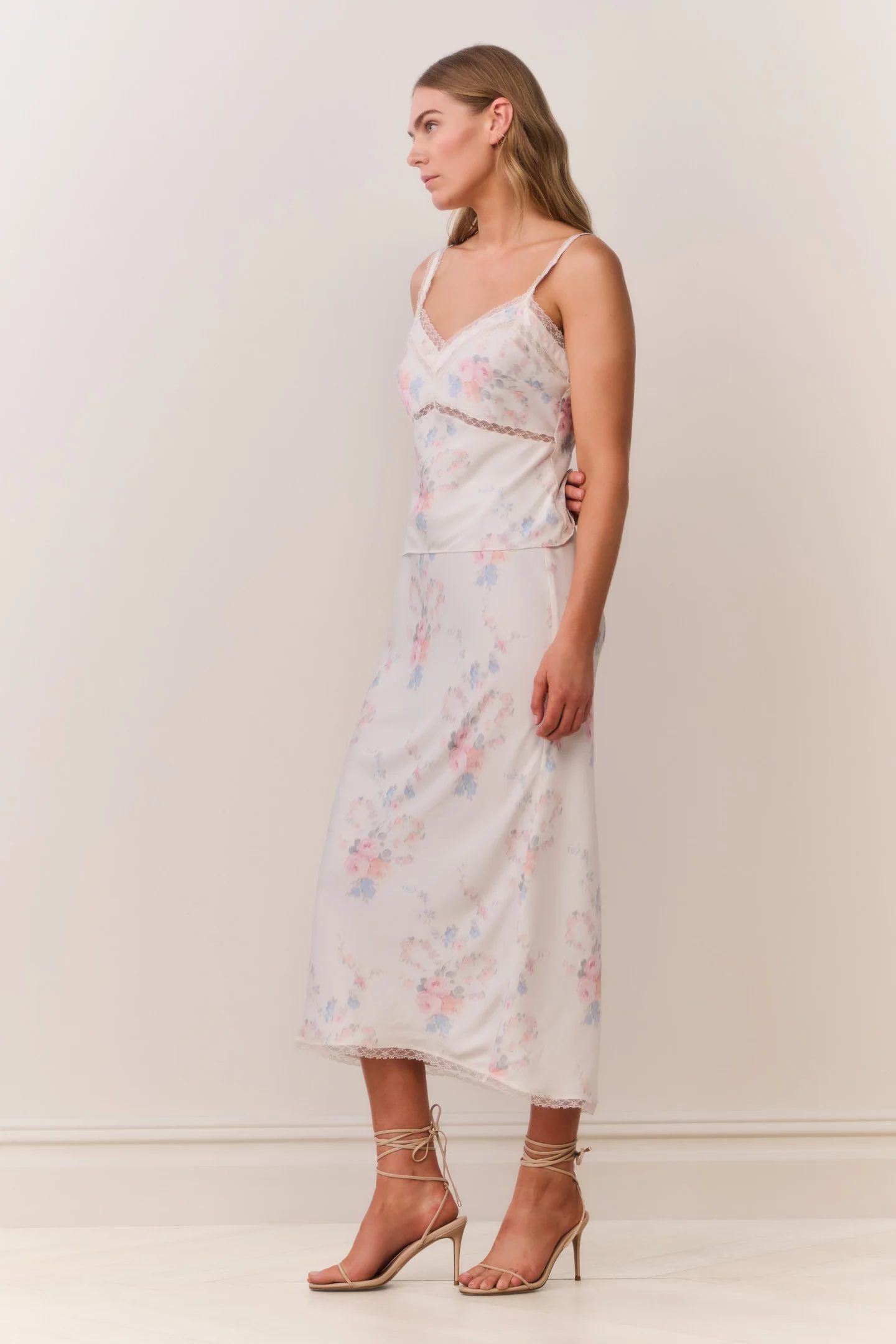 Kalo Floral Bow Print Slip Skirt - Image 3