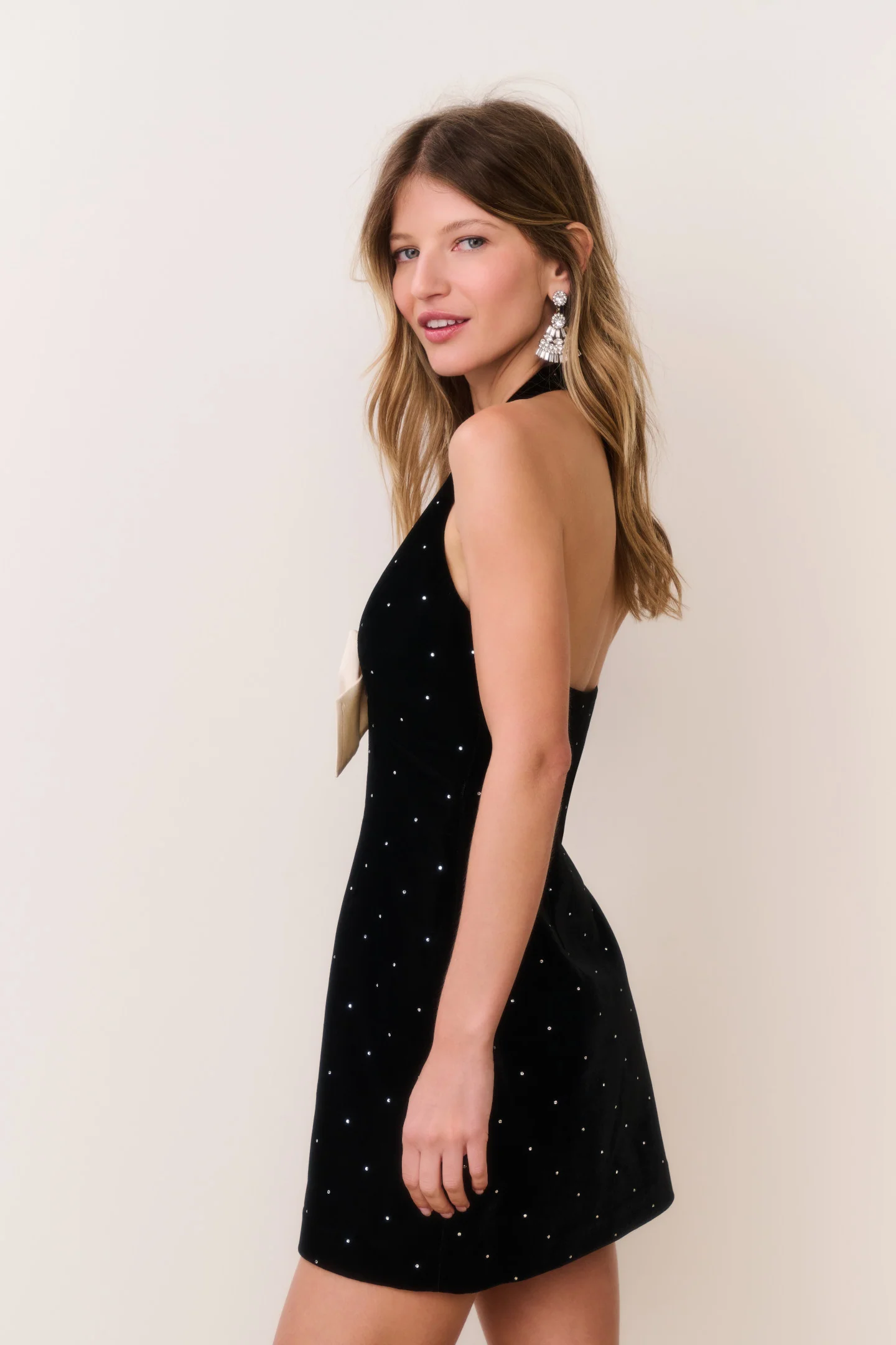 Kathy Velvet Halter Mini Dress - Image 3