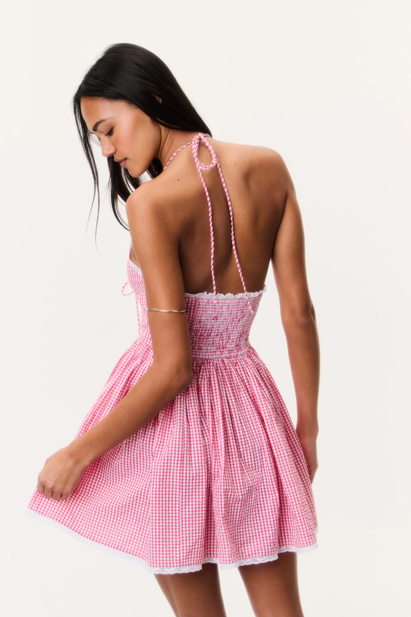 Khloe Cotton Gingham Mini Dress - Image 5